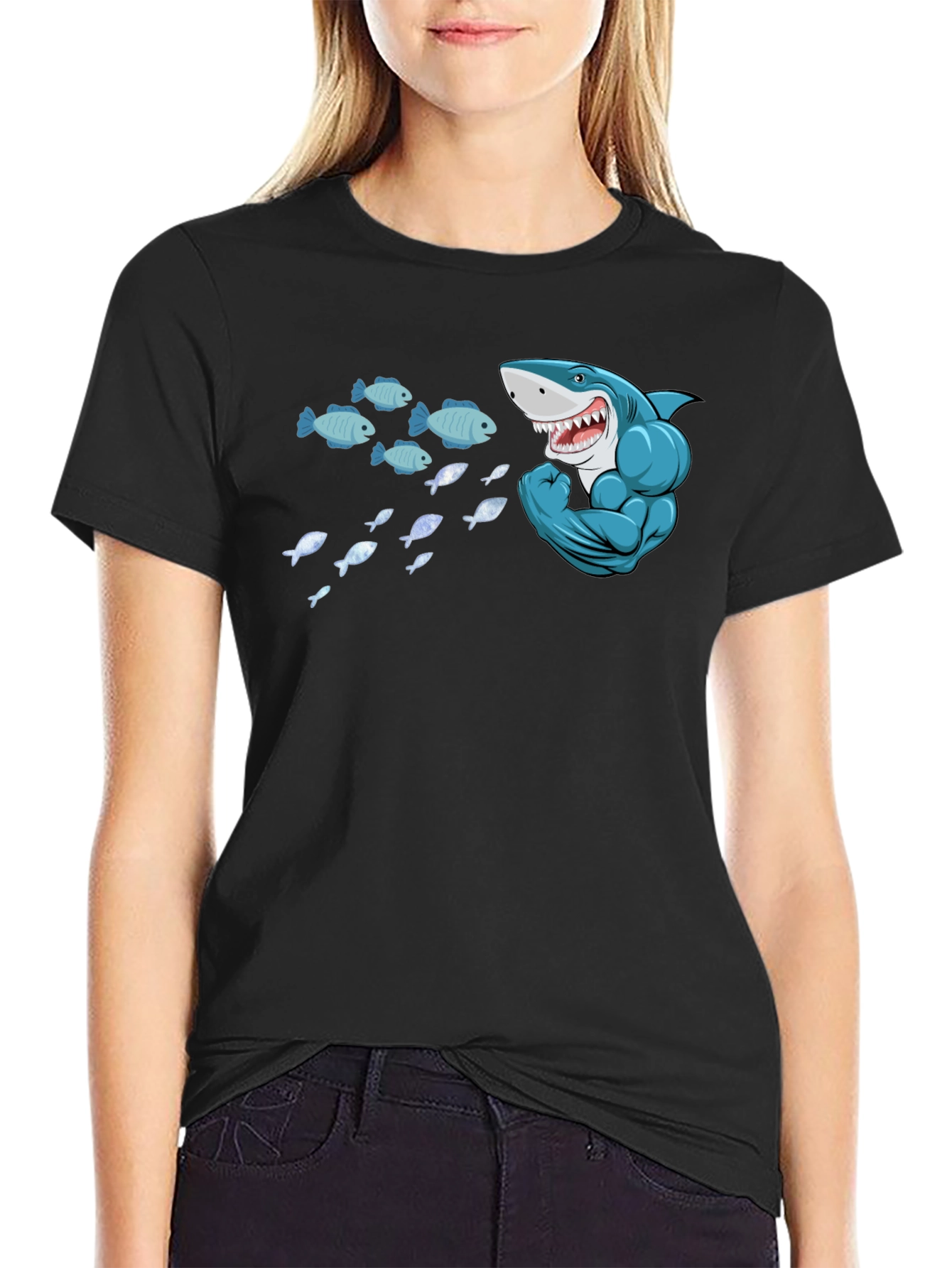 Funny Shark T-Shirt - Hungry Bodybuilder Design