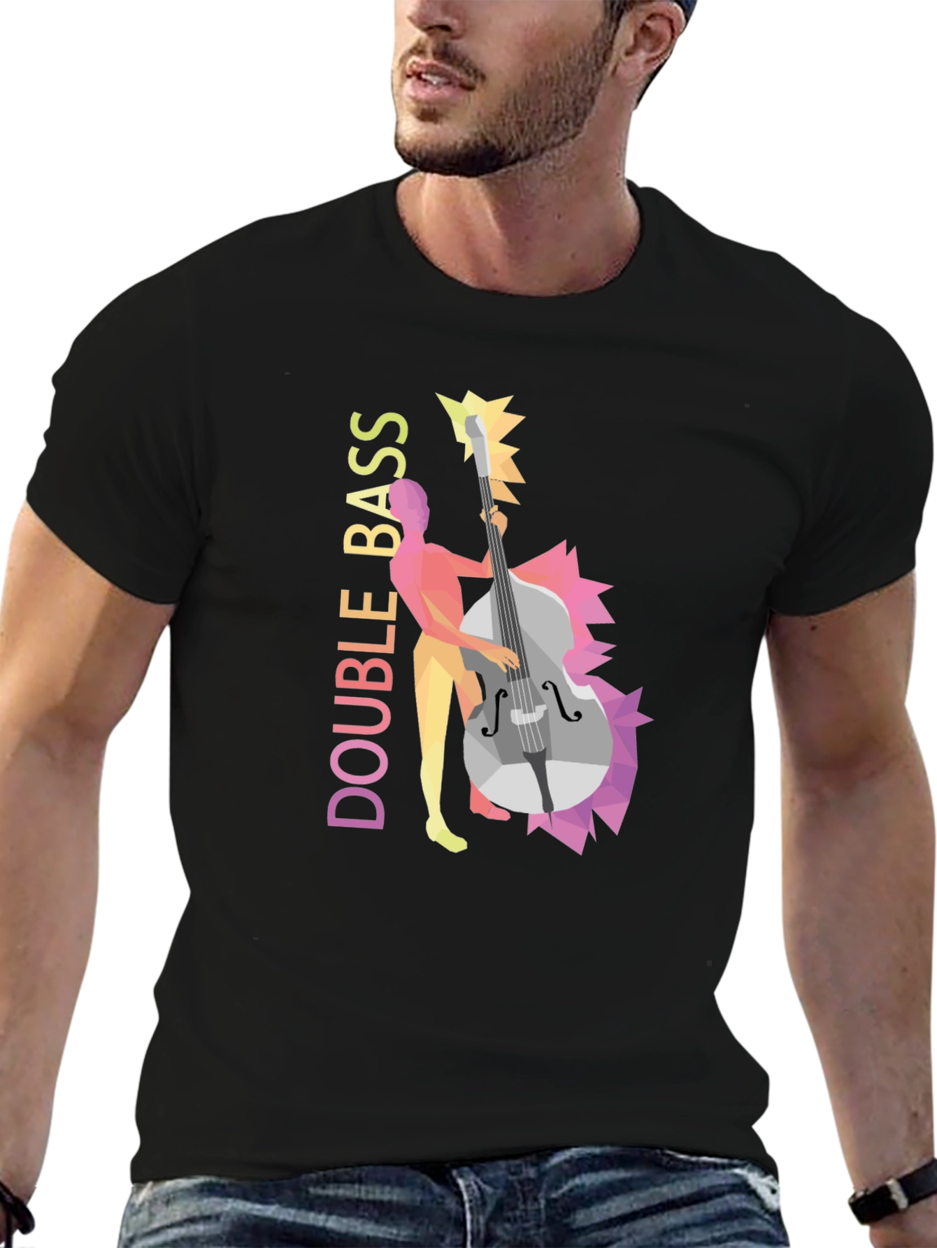 Double Bass Player Graphic Tee - Black T-Shirt