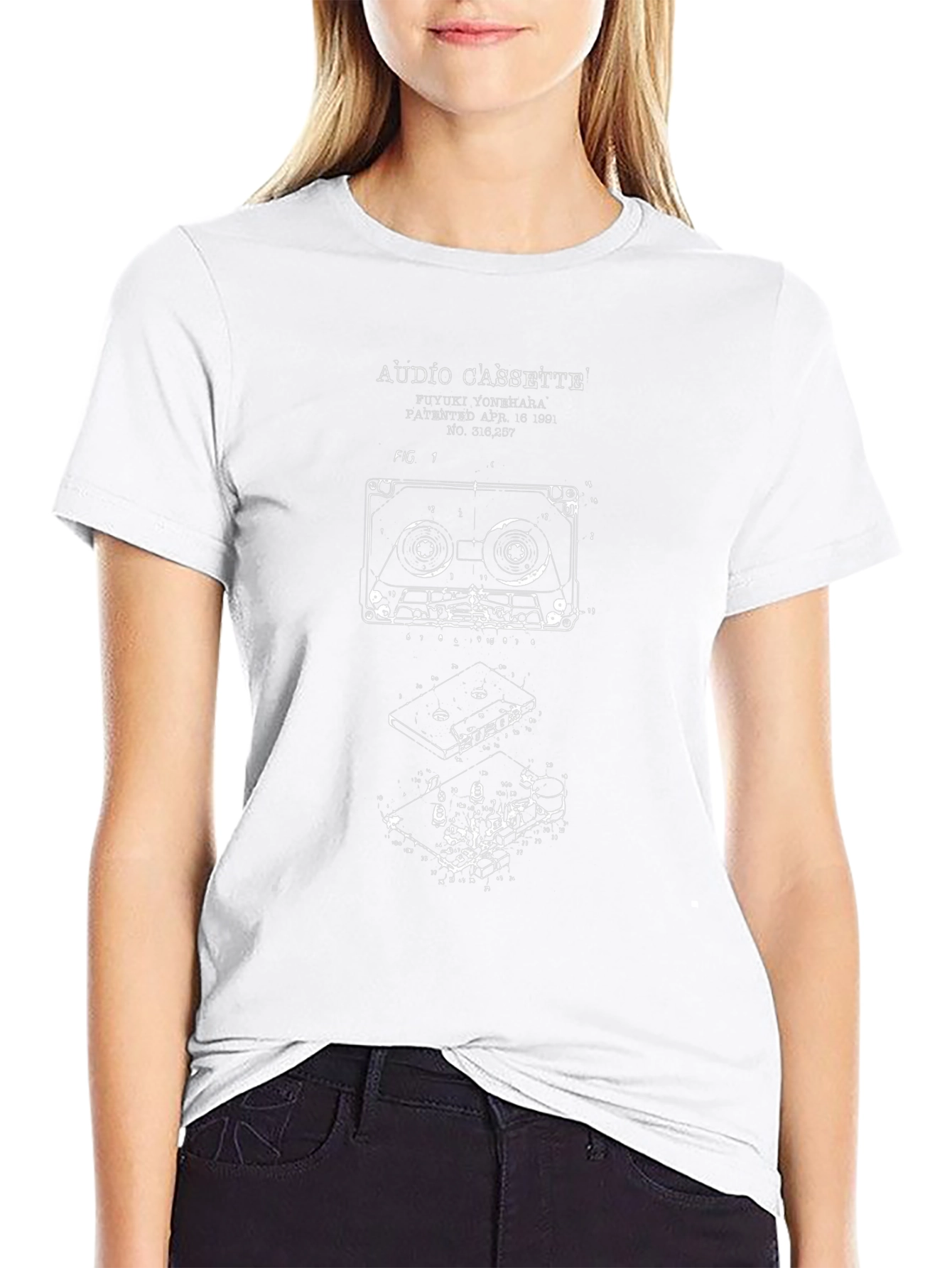 Audio Cassette Patent Black T-Shirt