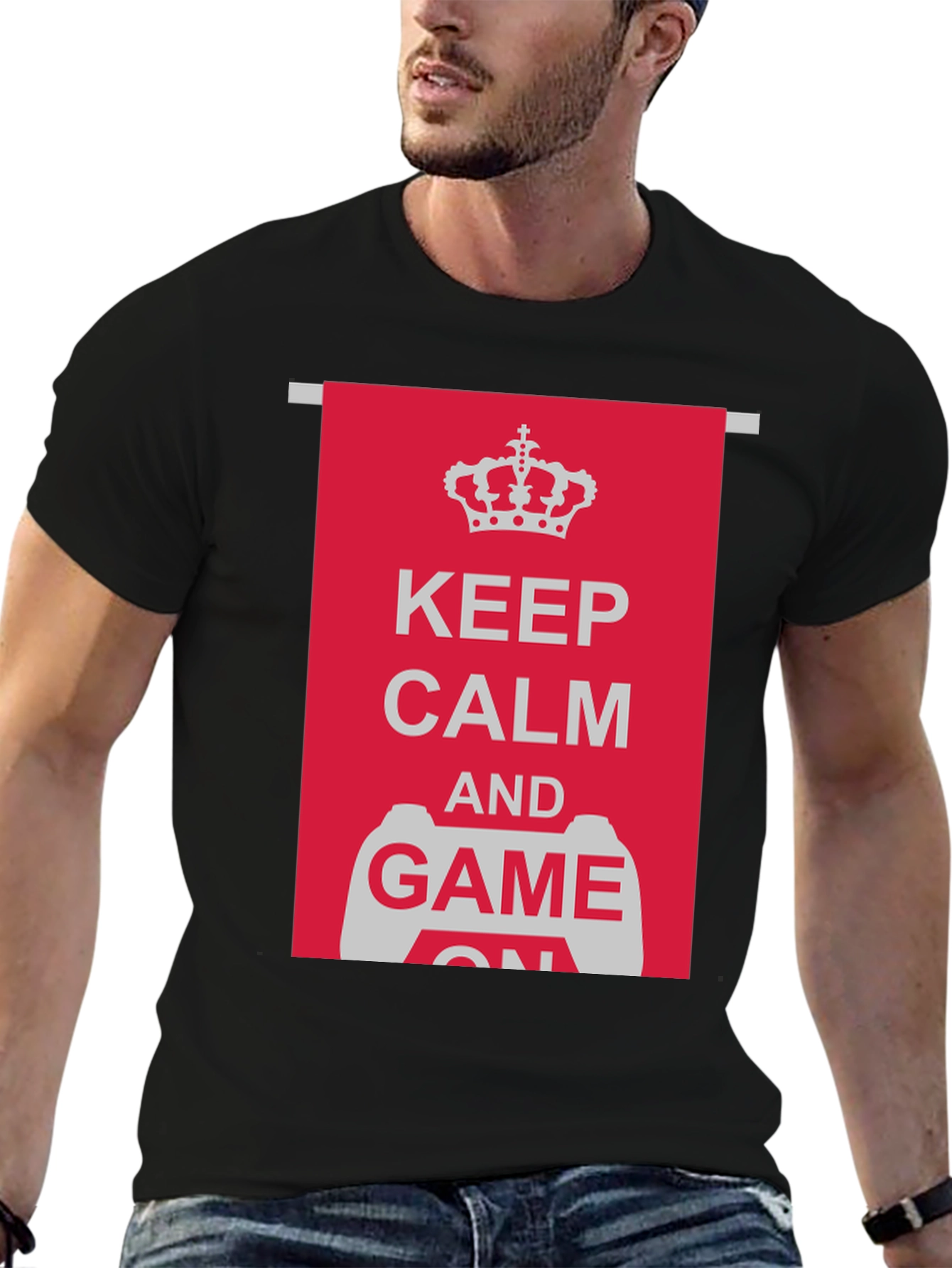 Keep Calm and Game On Black T-Shirt