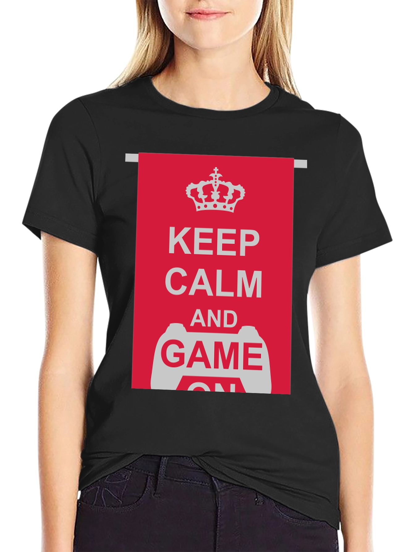 Keep Calm and Game On Black T-Shirt