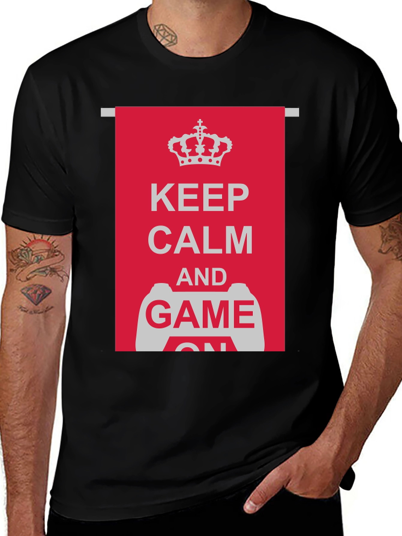 Keep Calm and Game On Black T-Shirt