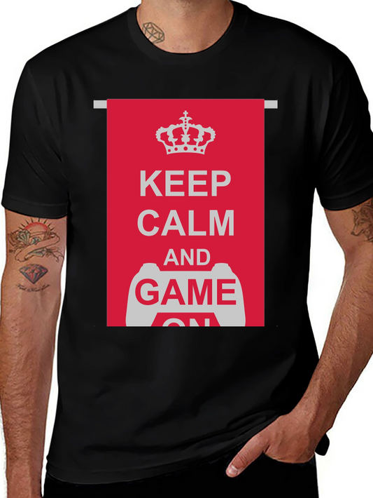 Keep Calm and Game On Black T-Shirt