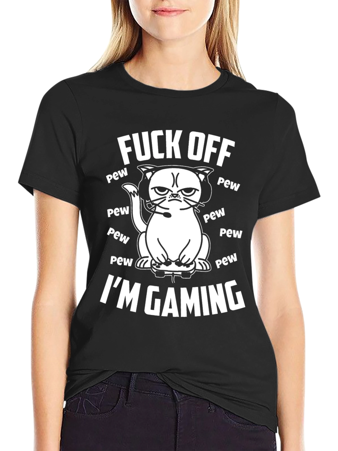 Funny Gamer Cat T-Shirt - Fuck Off Im Gaming