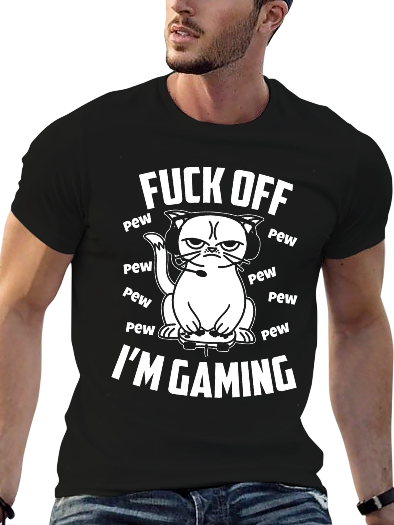Funny Gamer Cat T-Shirt - Fuck Off Im Gaming