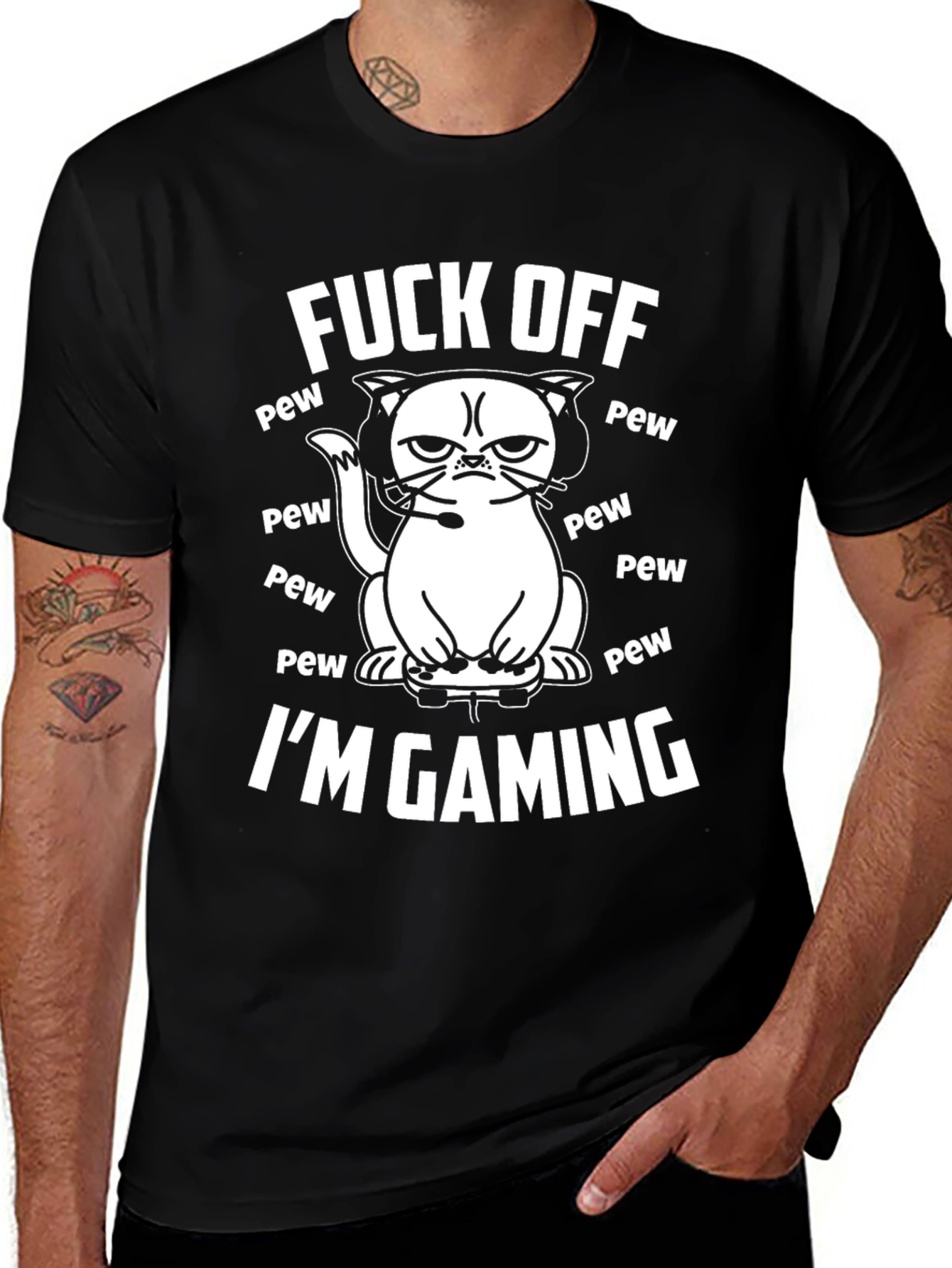 Funny Gamer Cat T-Shirt - Fuck Off Im Gaming