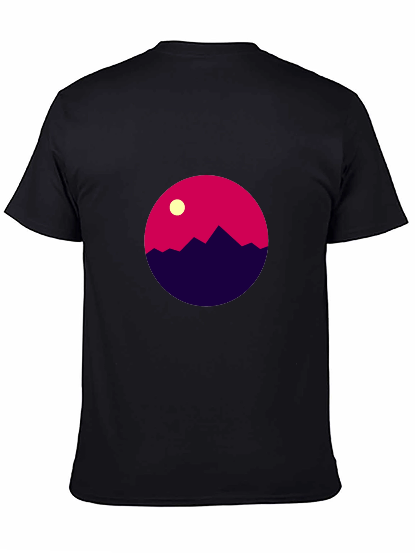 Geometric Mountain Scene Black T-Shirt