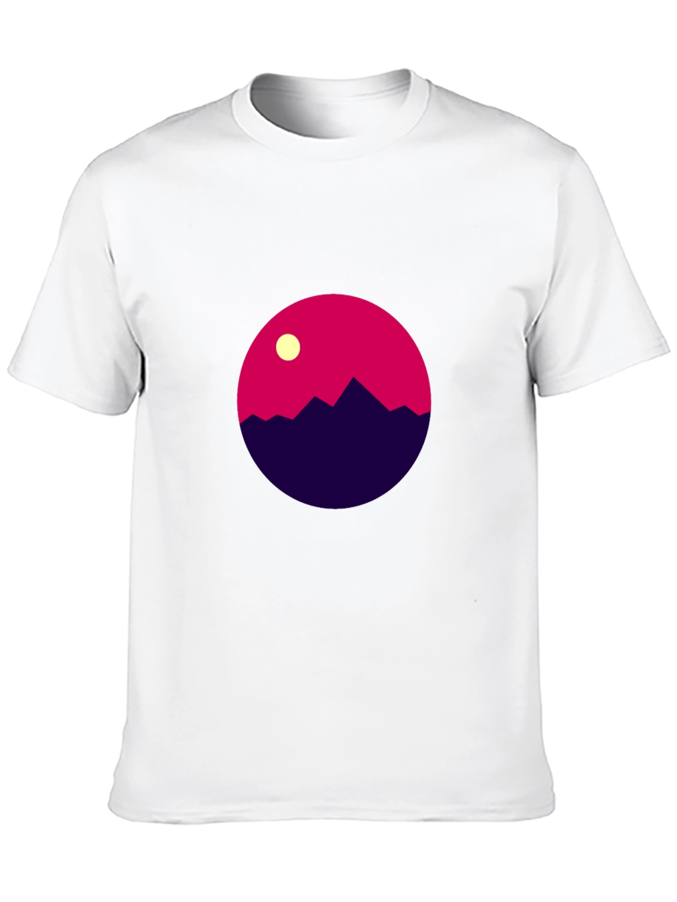 Geometric Mountain Scene Black T-Shirt