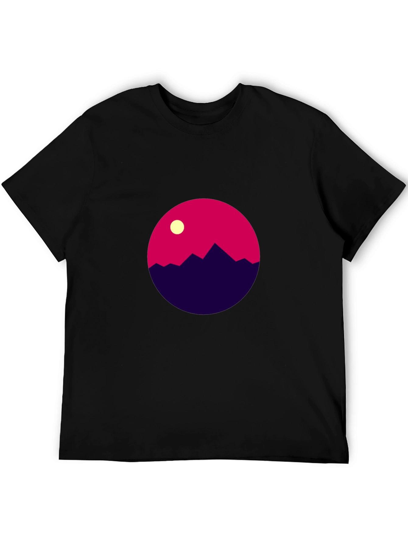 Geometric Mountain Scene Black T-Shirt