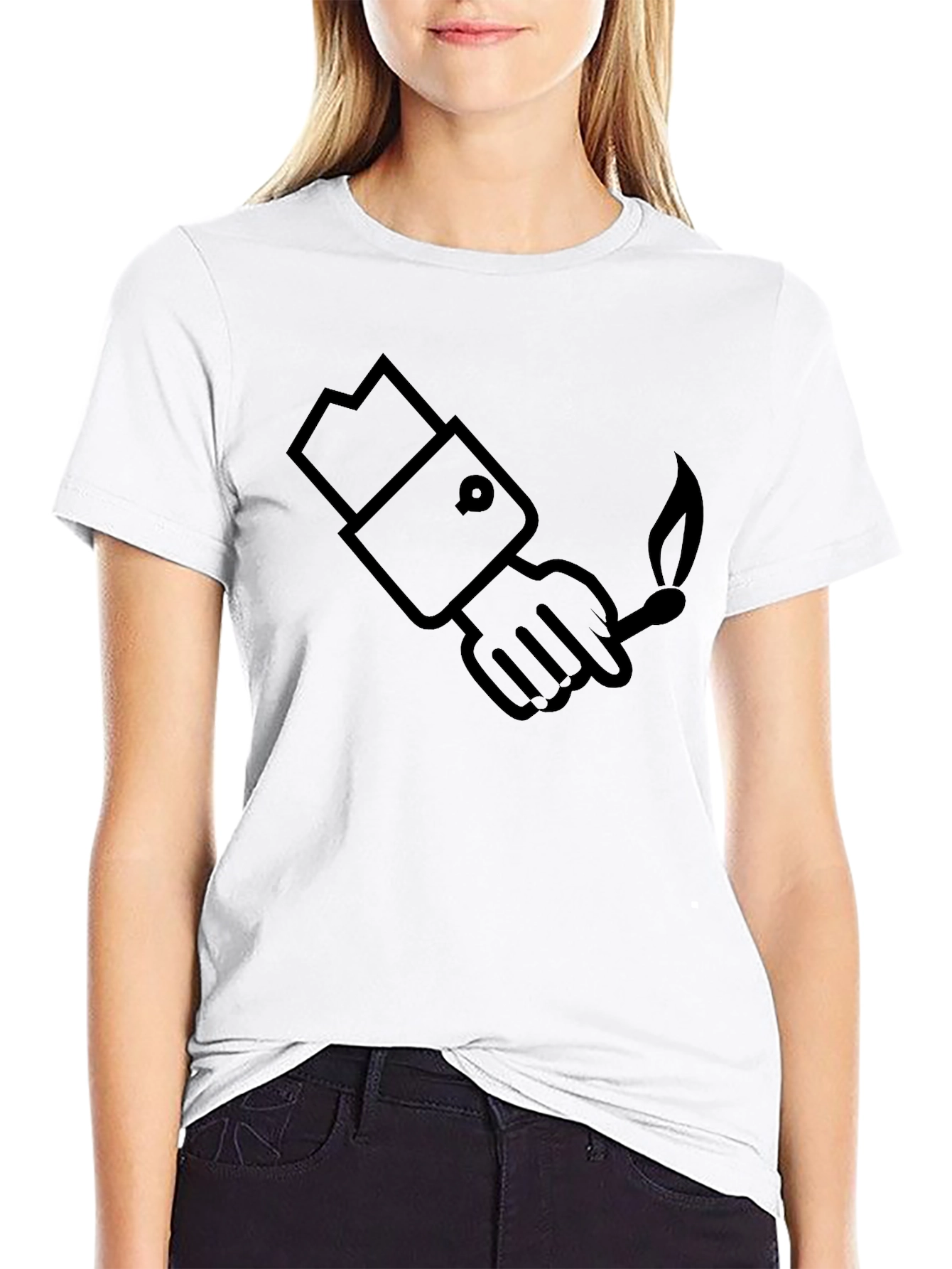 Graphic Tee: Hand Holding a Lit Match