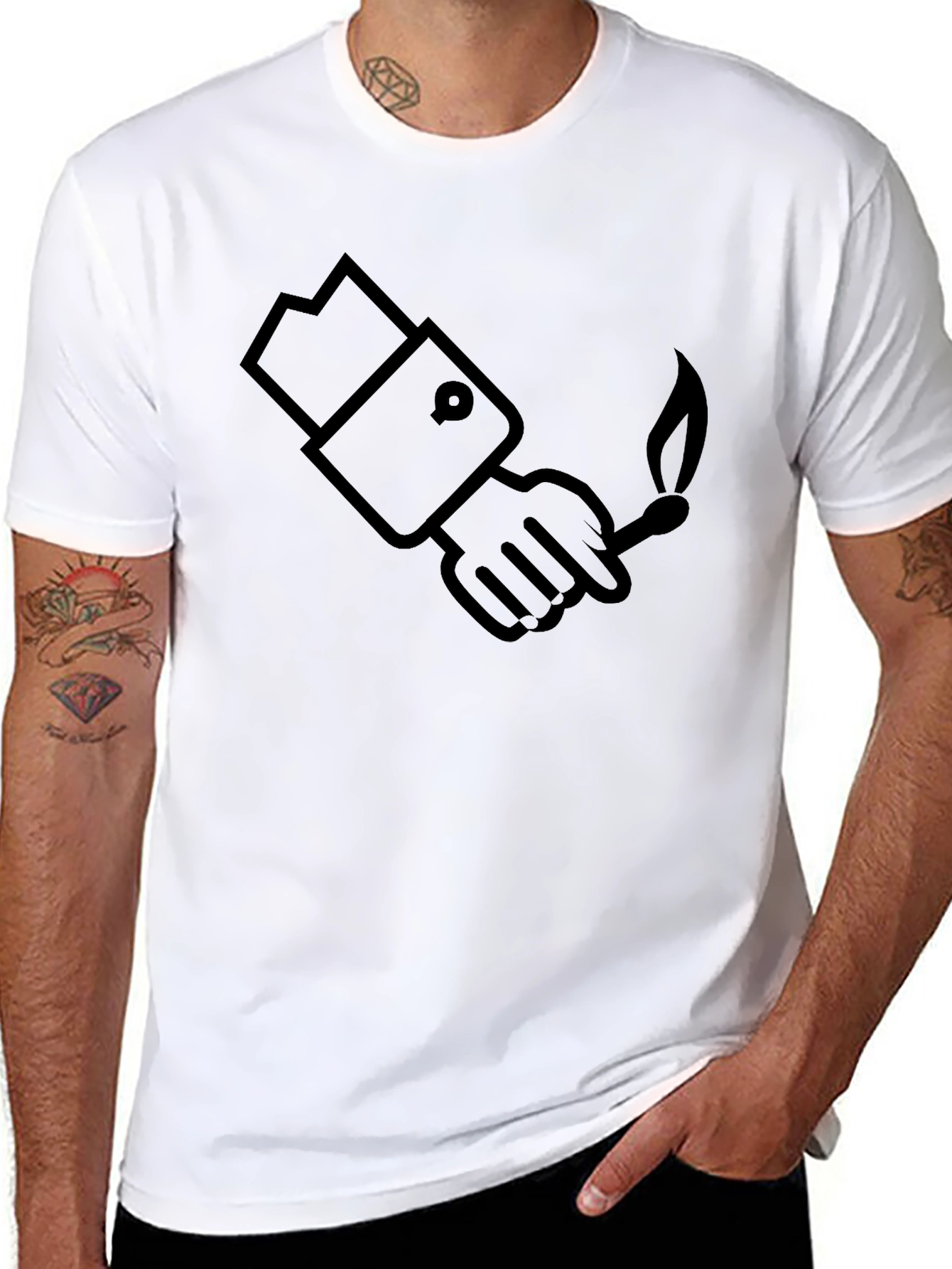Graphic Tee: Hand Holding a Lit Match