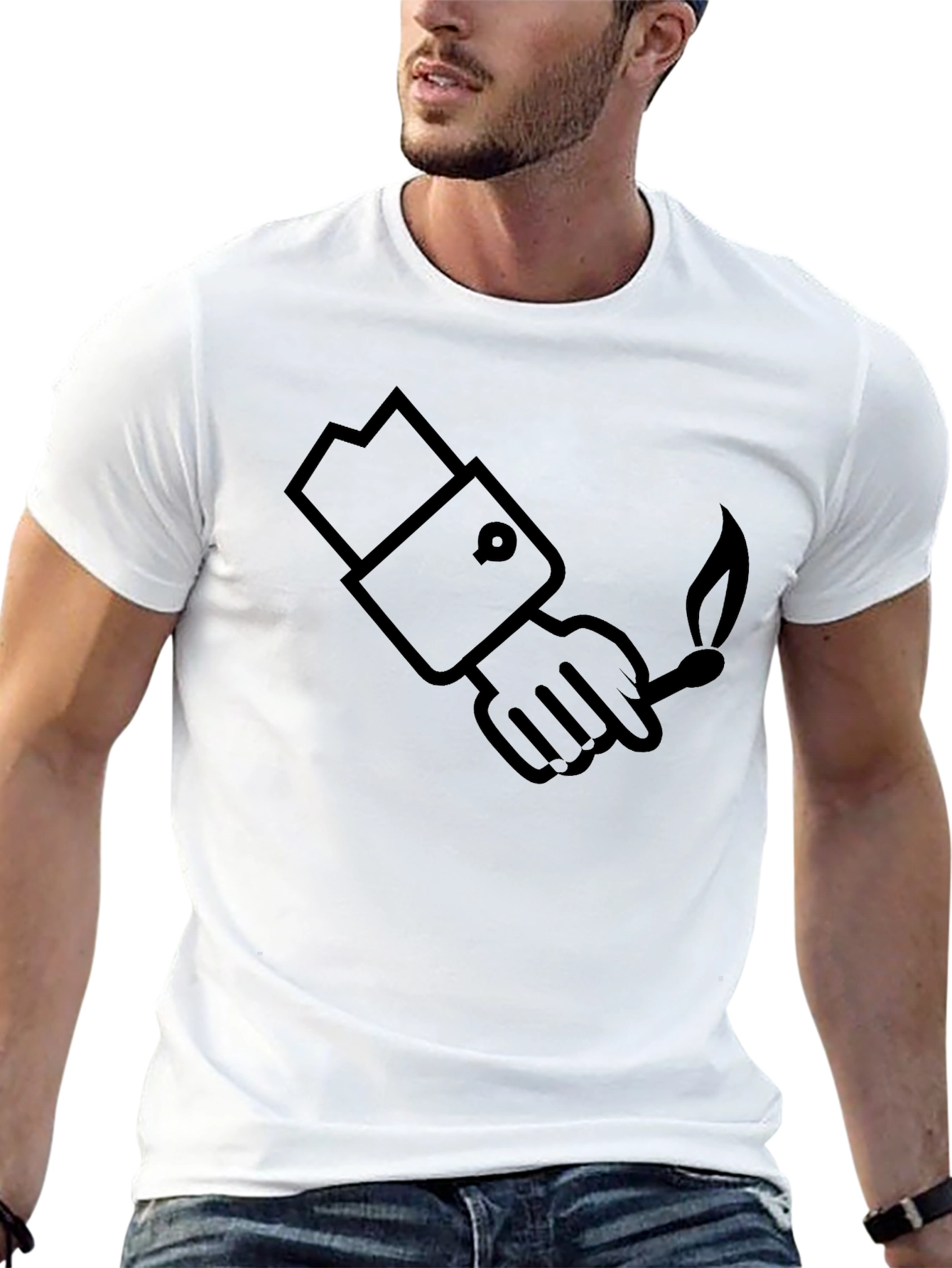 Graphic Tee: Hand Holding a Lit Match