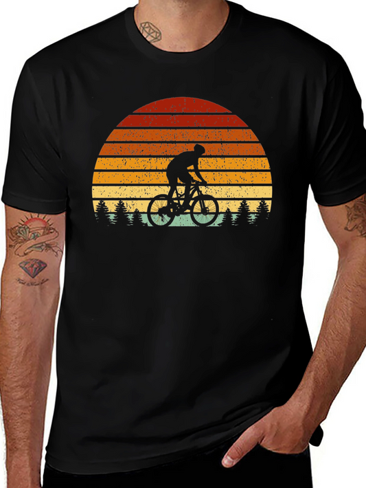 Retro Biker Sunset T-Shirt - Mountain Biking Tee