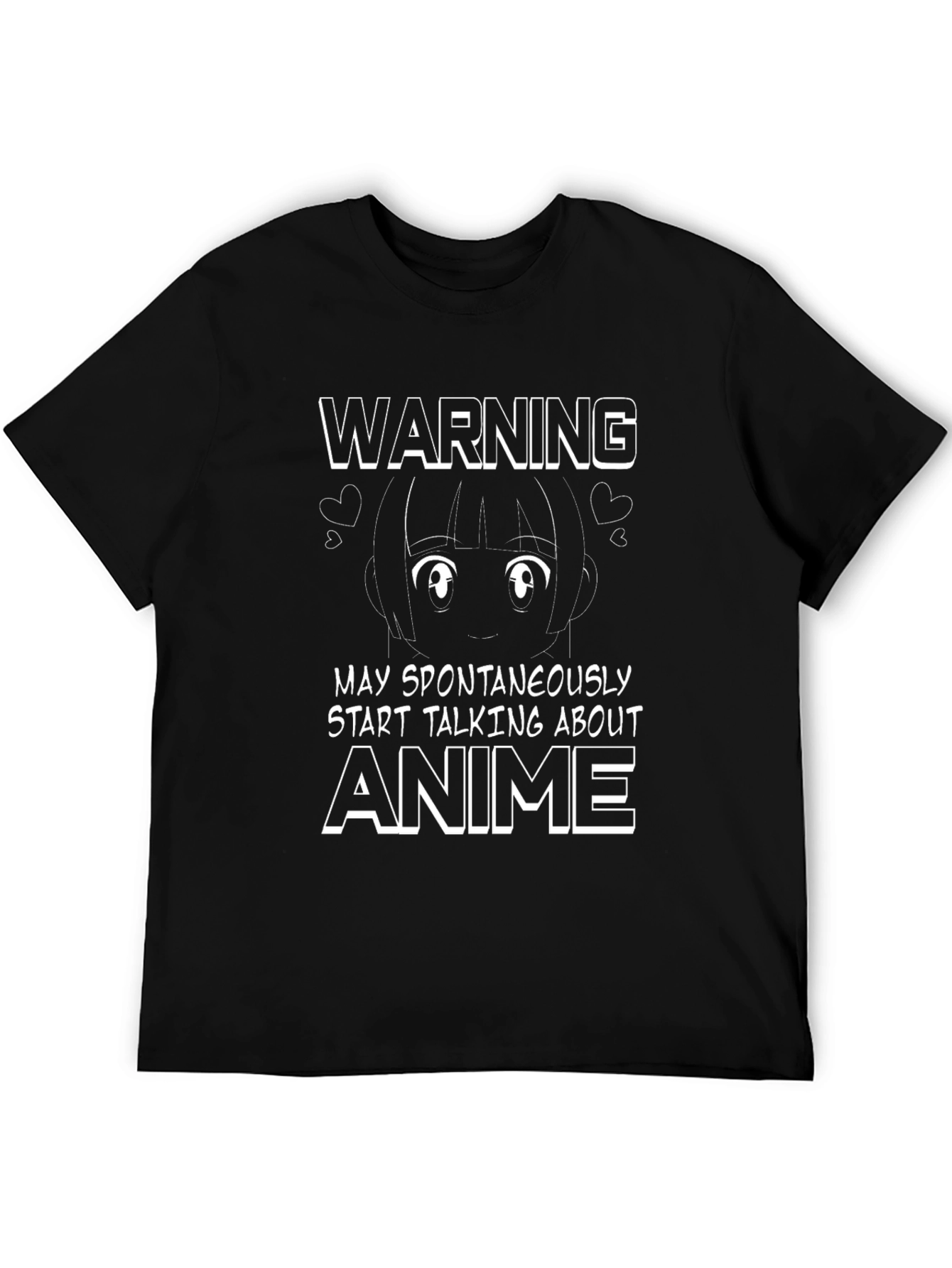 Anime Warning Graphic Tee - Black
