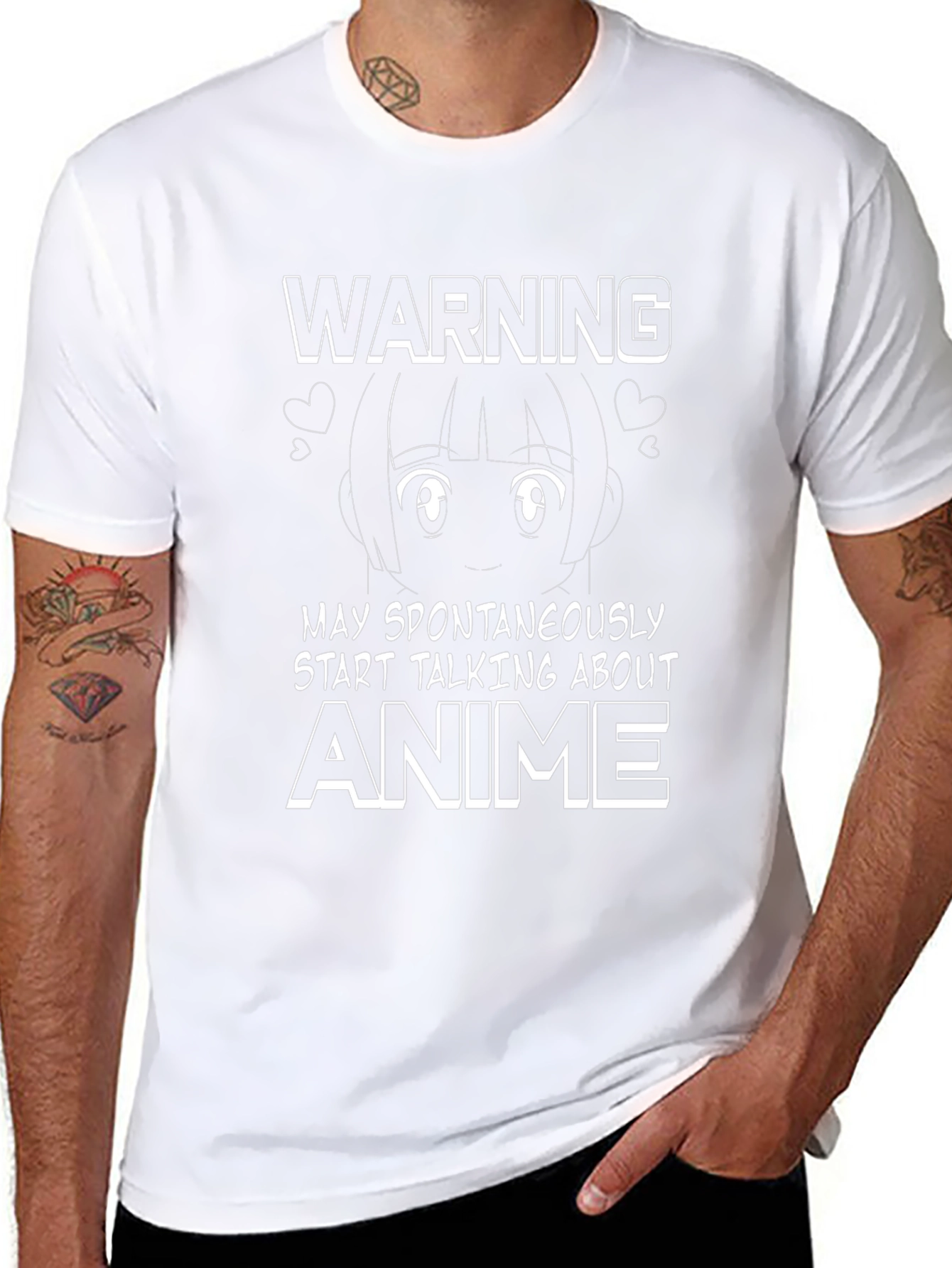 Anime Warning Graphic Tee - Black