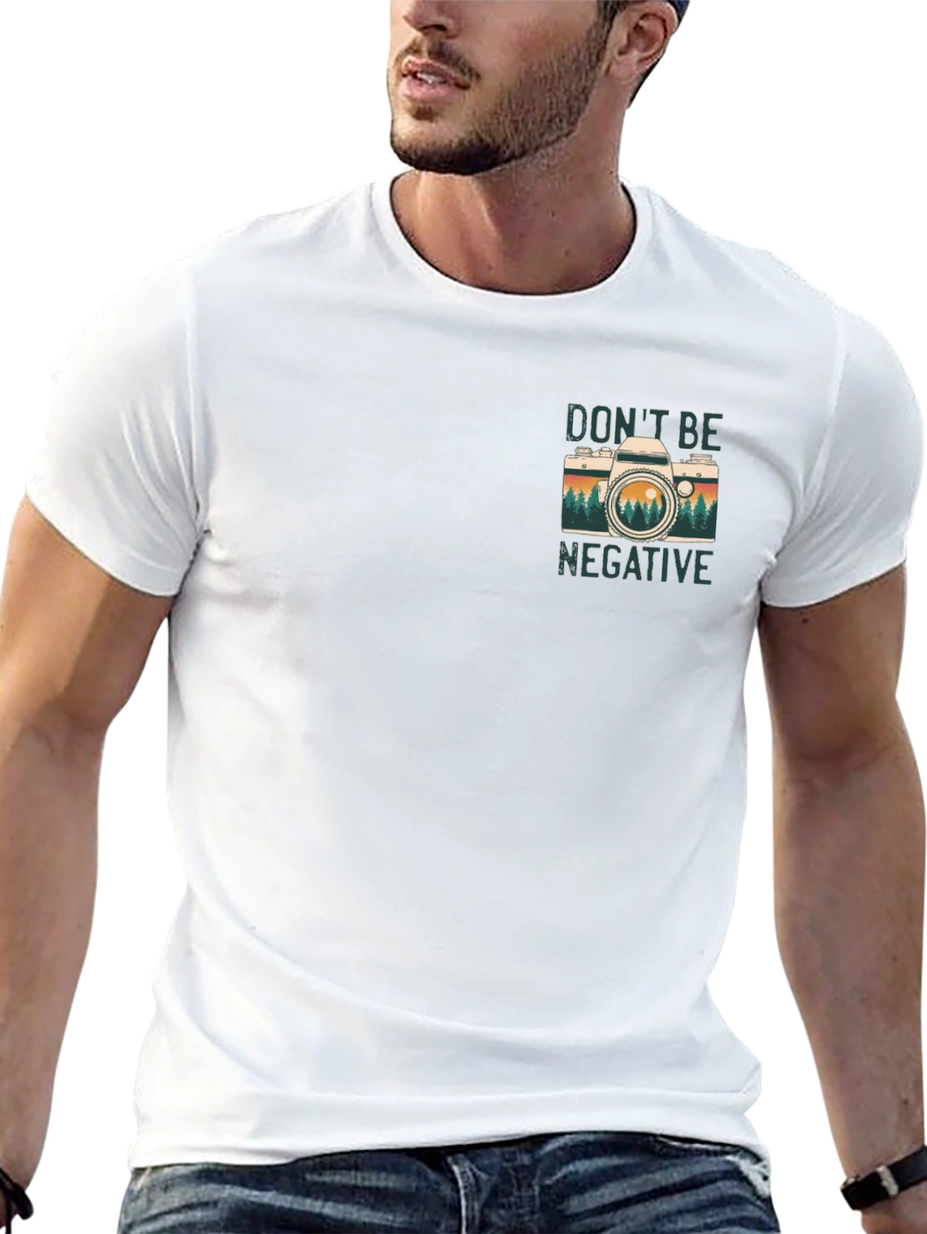 Retro Camera Graphic Tee - Dont Be Negative