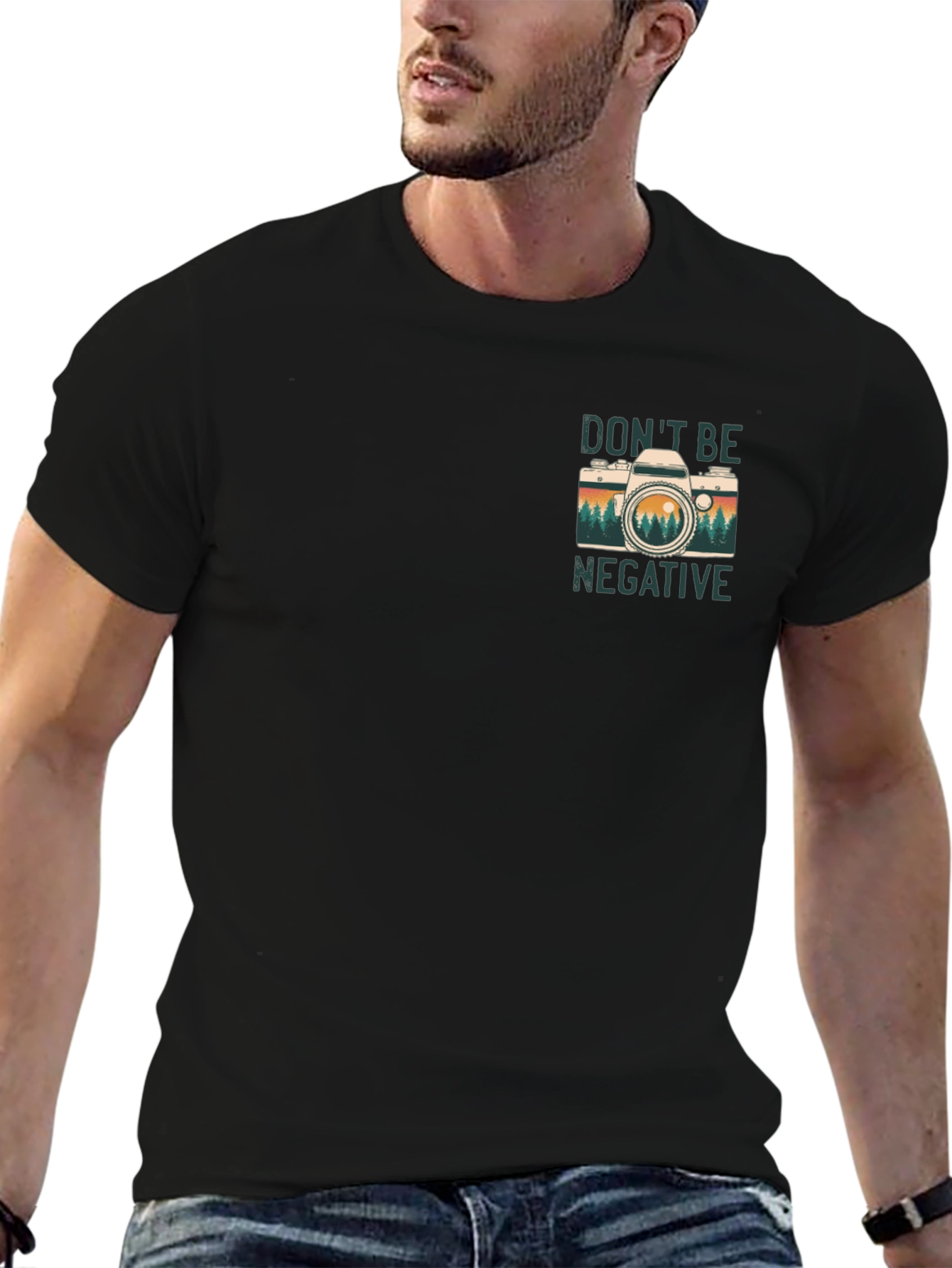 Retro Camera Graphic Tee - Dont Be Negative