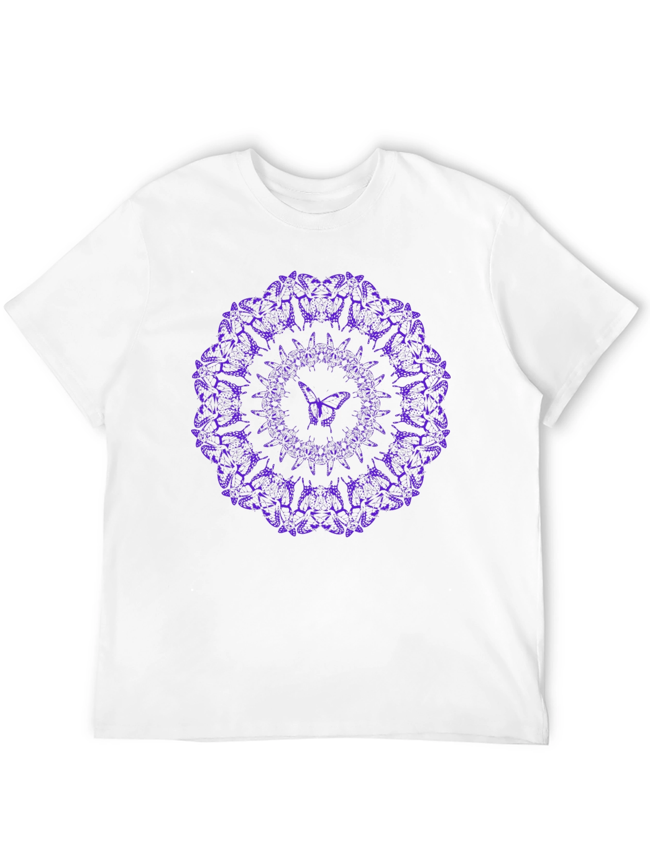 Purple Butterfly Mandala Black T-Shirt