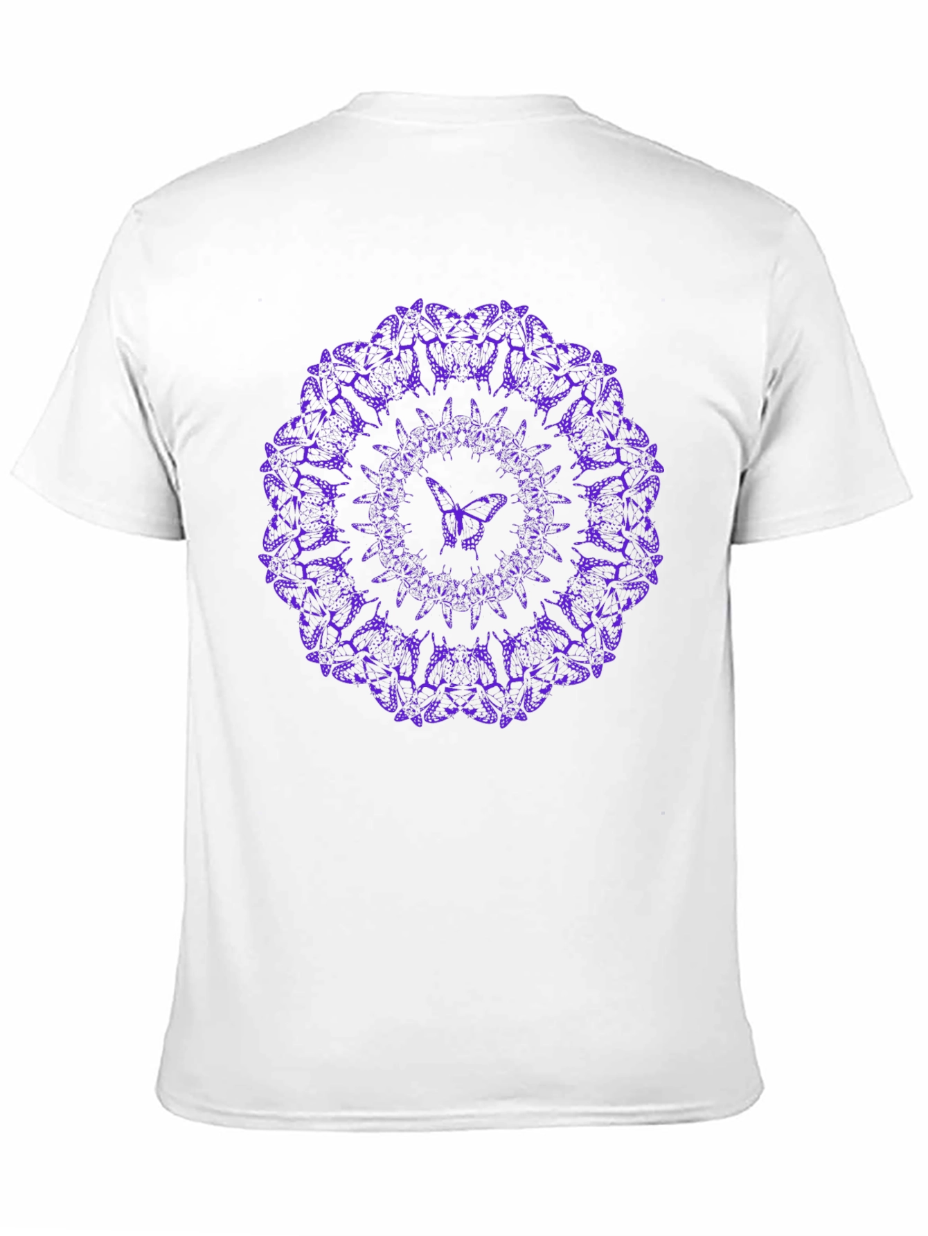 Purple Butterfly Mandala Black T-Shirt