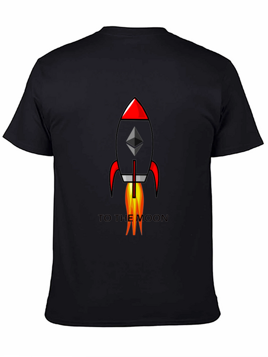 Ethereum Rocket to the Moon Black T-Shirt