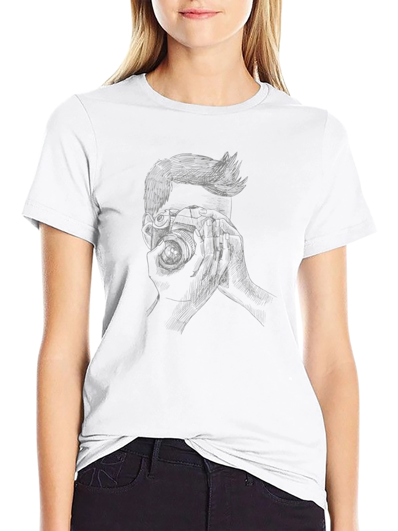 Photographer Graphic Tee - Mens Black Cotton T-Shirt