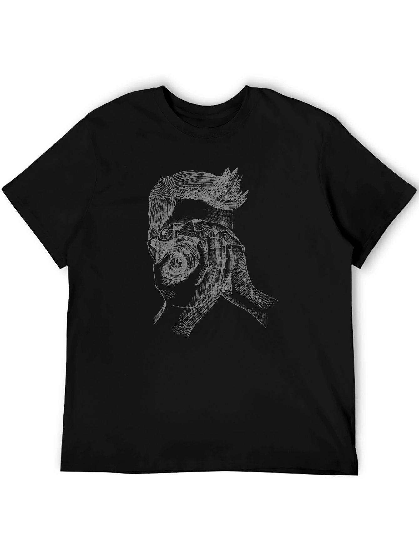 Photographer Graphic Tee - Mens Black Cotton T-Shirt