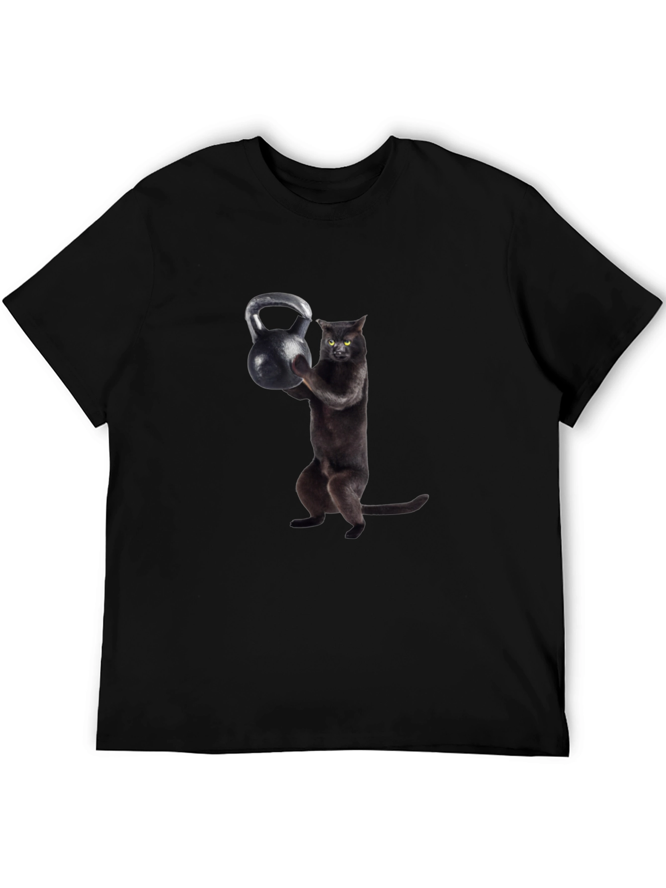 Kettlebell Cat Black T-Shirt