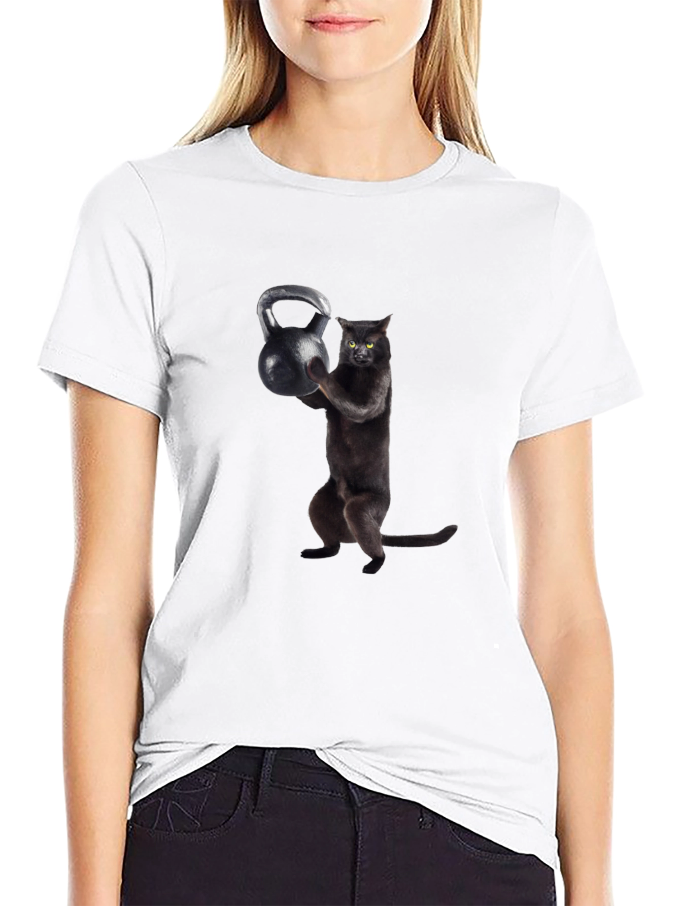 Kettlebell Cat Black T-Shirt
