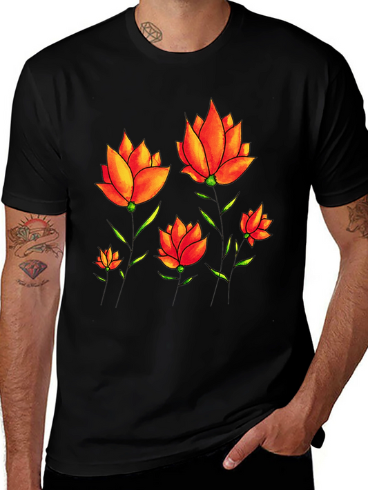Floral Print Tee - Black