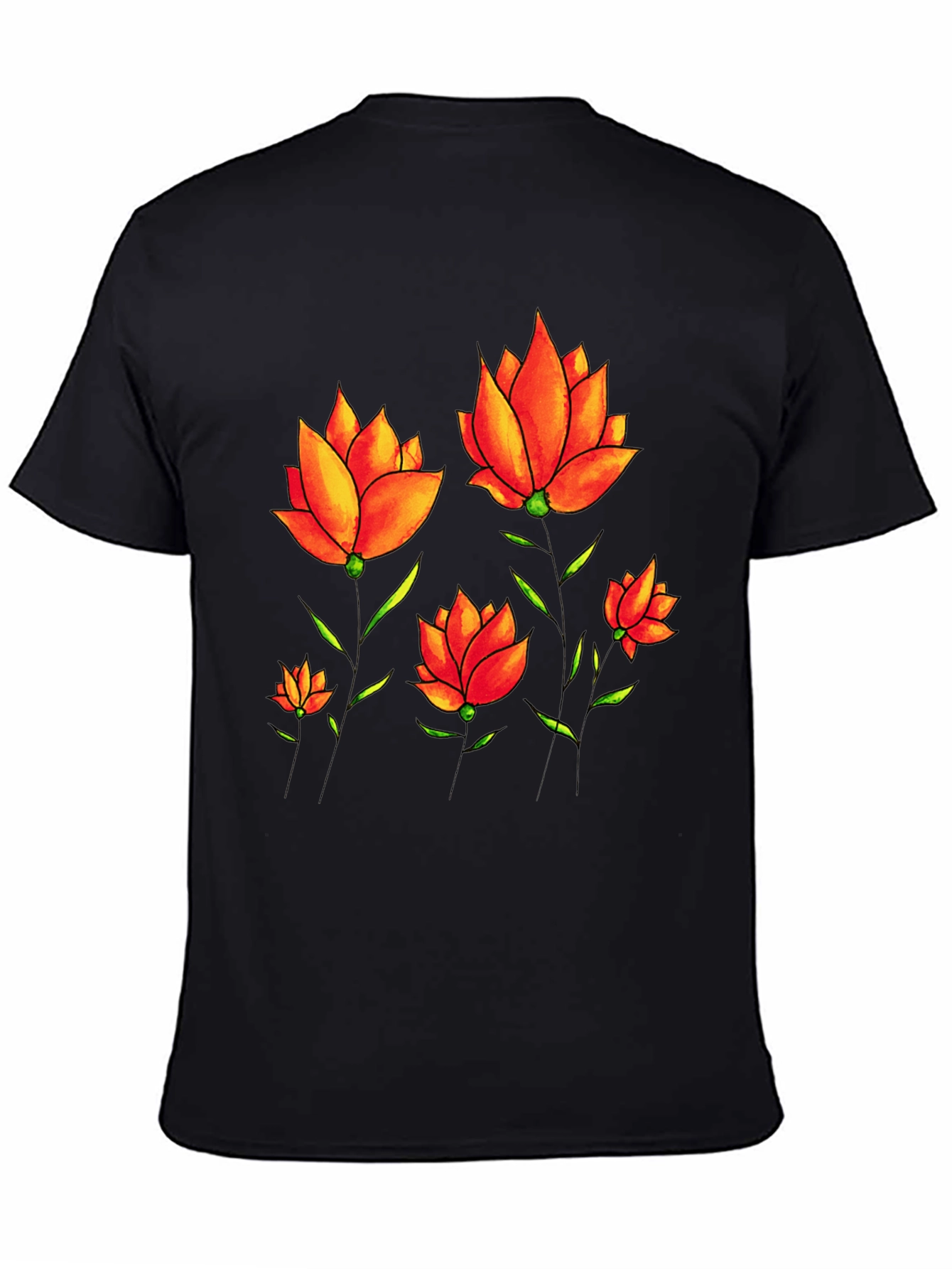 Floral Print Tee - Black