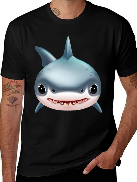 Shark Graphic Tee - Black Cotton T-Shirt