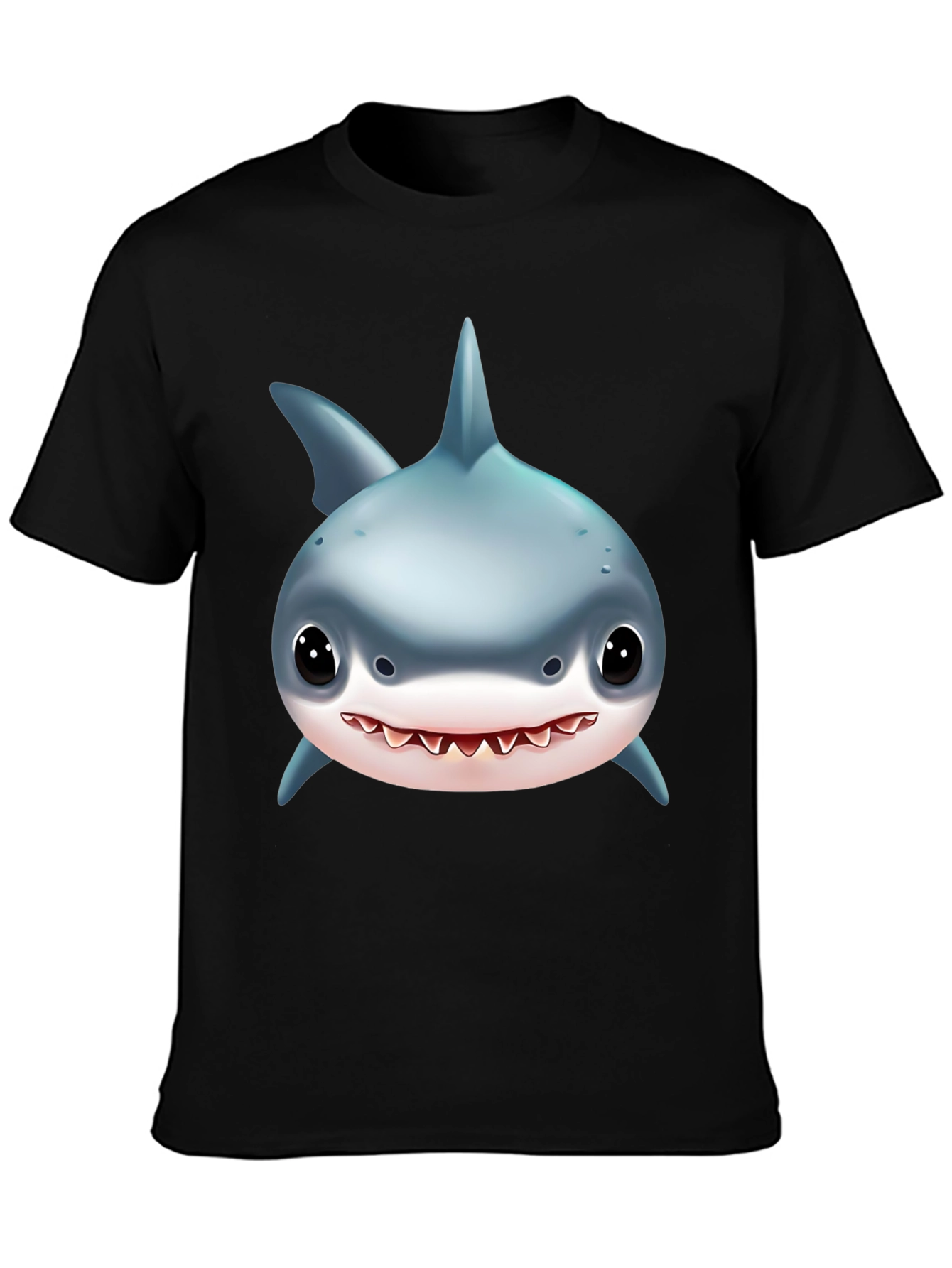 Shark Graphic Tee - Black Cotton T-Shirt