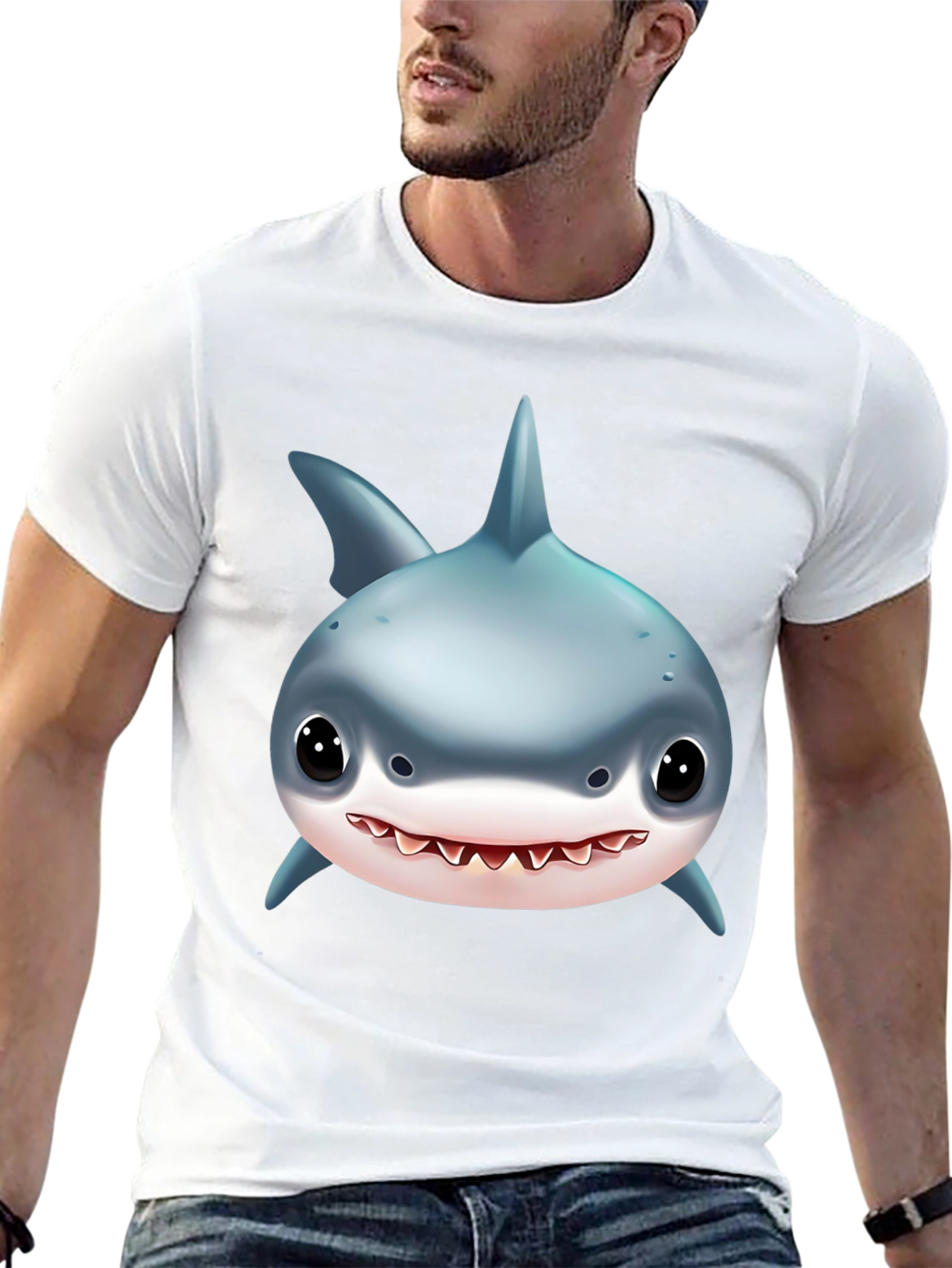 Shark Graphic Tee - Black Cotton T-Shirt