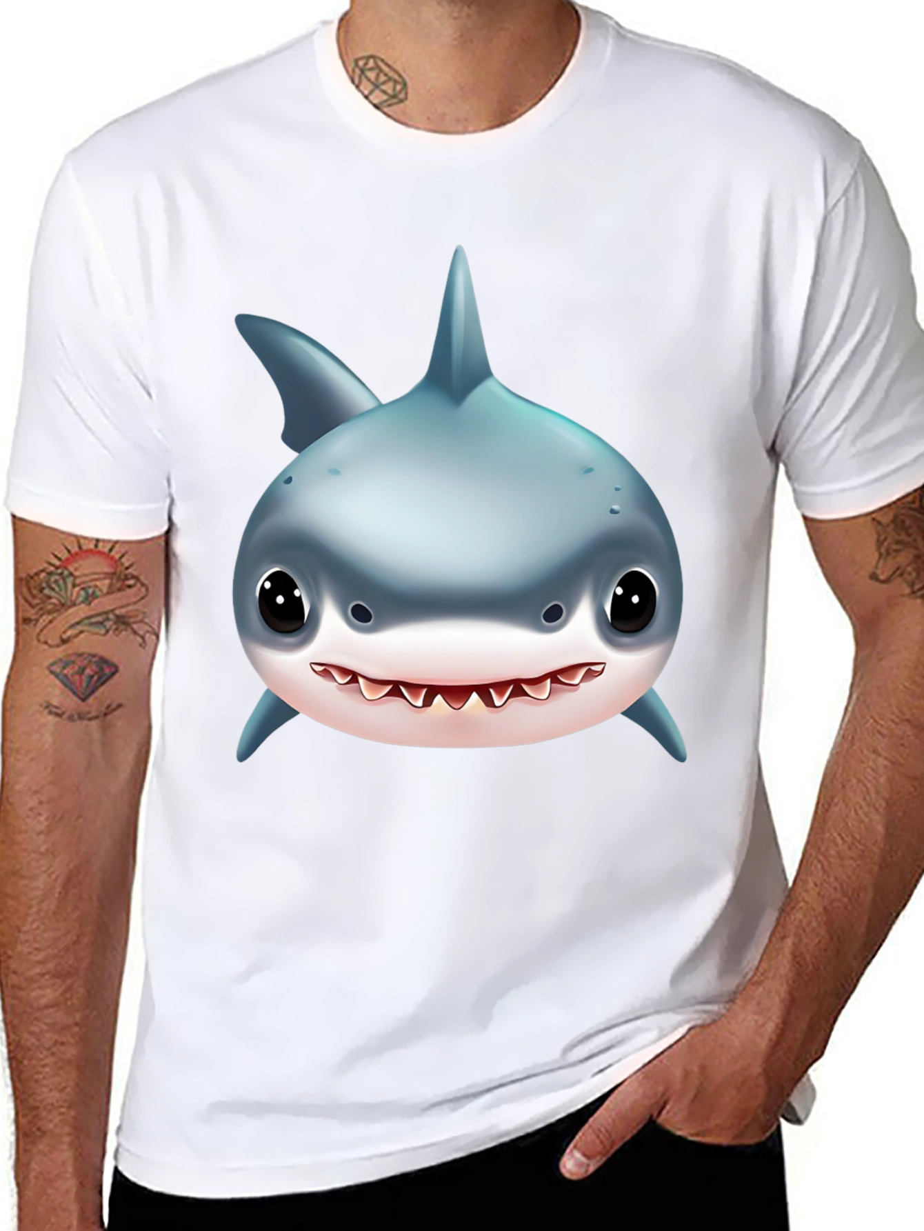 Shark Graphic Tee - Black Cotton T-Shirt