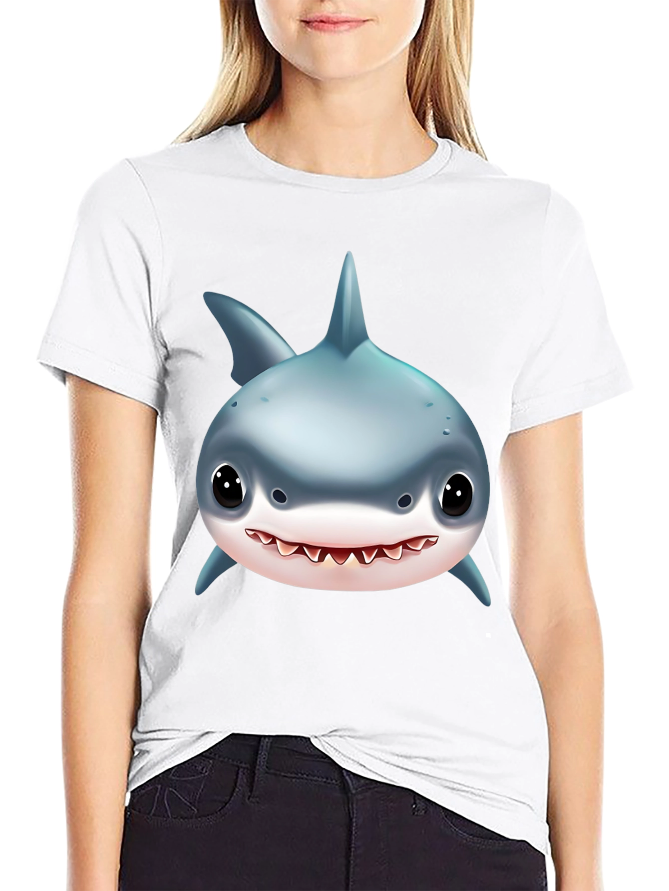 Shark Graphic Tee - Black Cotton T-Shirt
