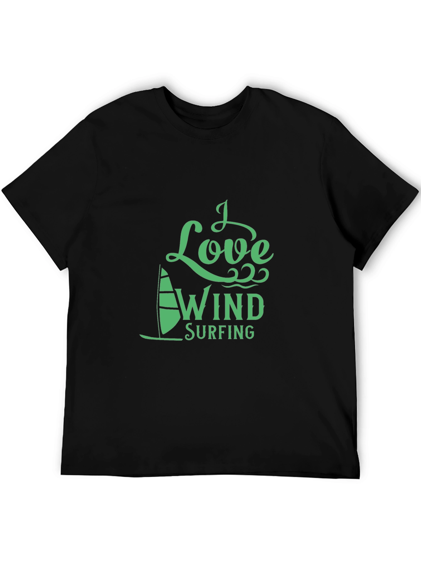 I Love Windsurfing Graphic Tee - Black