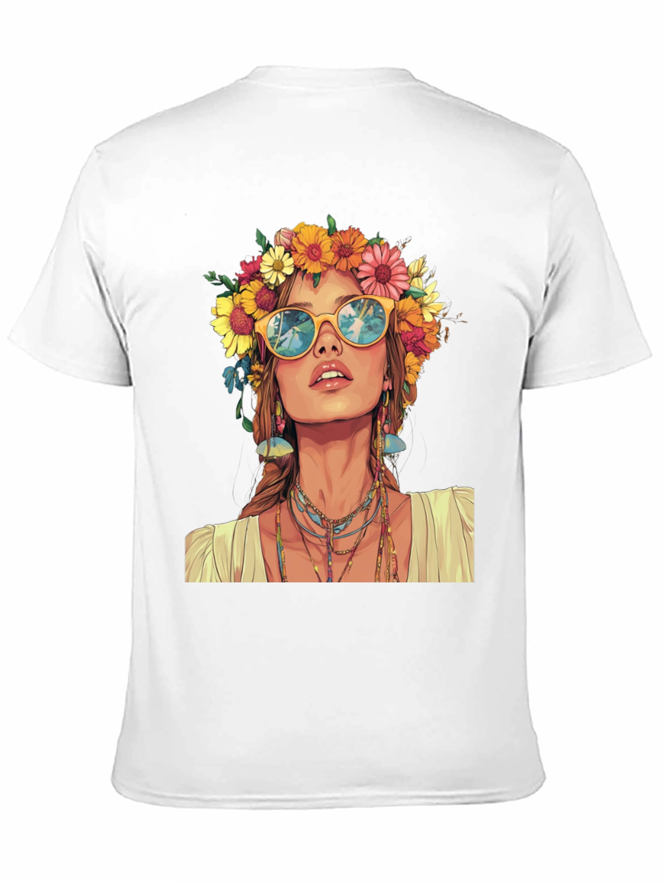 Hippie Girl Graphic T-Shirt - Flower Crown