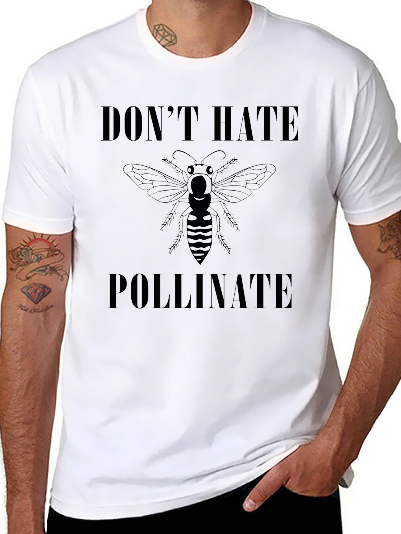 Dont Hate Pollinate Graphic T-Shirt - Black