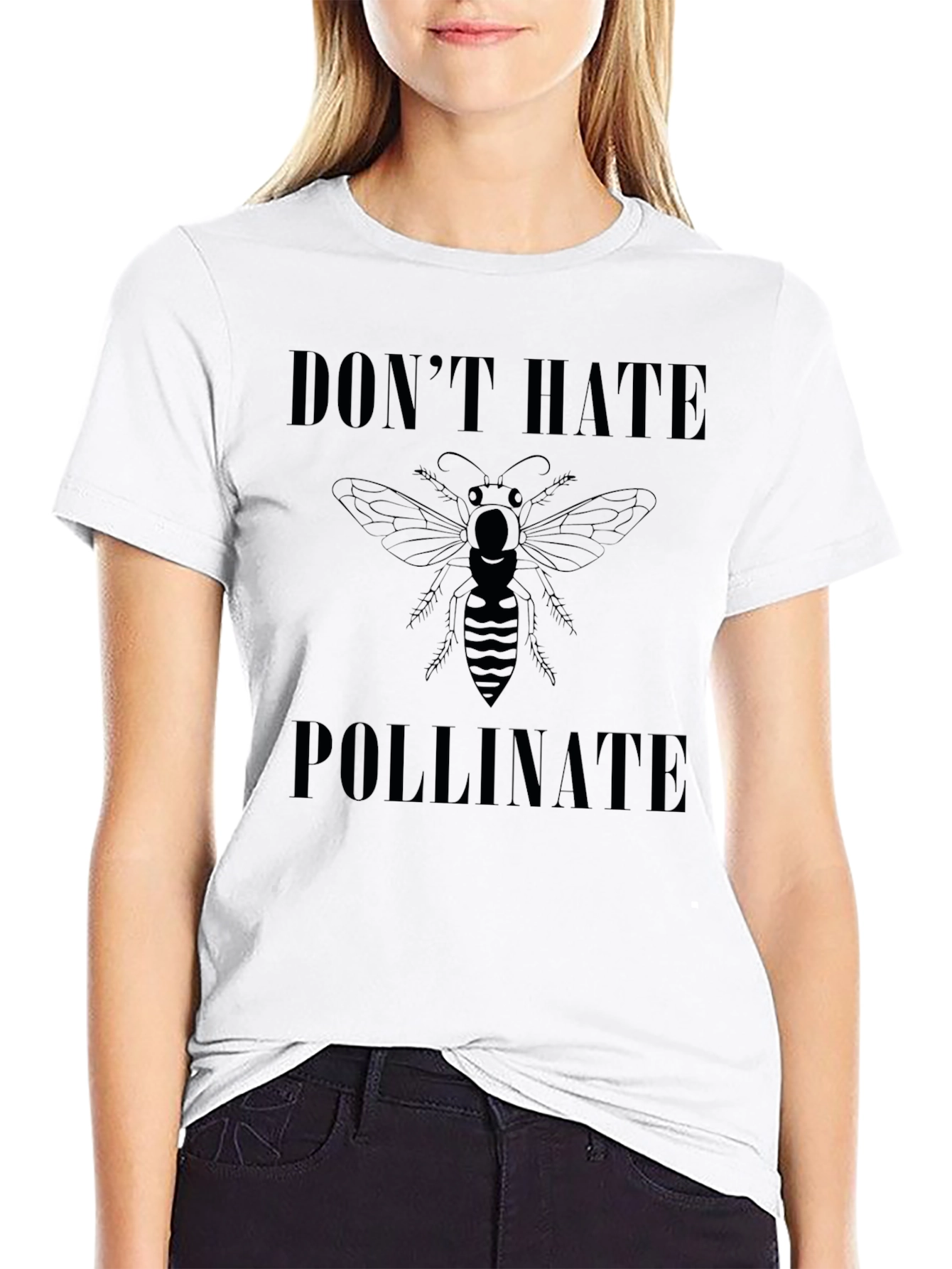 Dont Hate Pollinate Graphic T-Shirt - Black