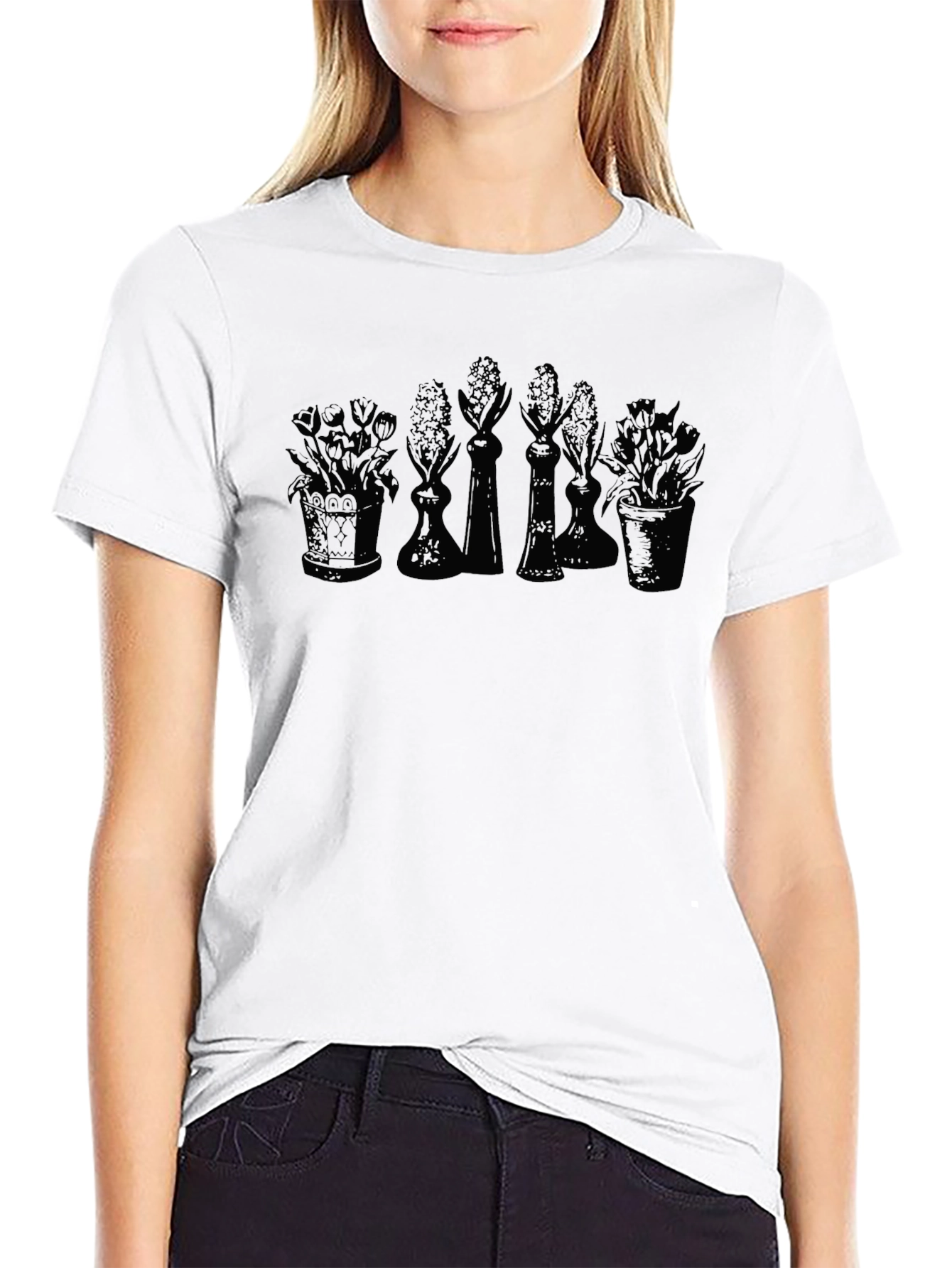 Black Floral Patterned T-Shirt