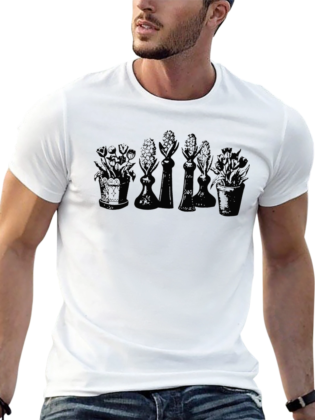 Black Floral Patterned T-Shirt