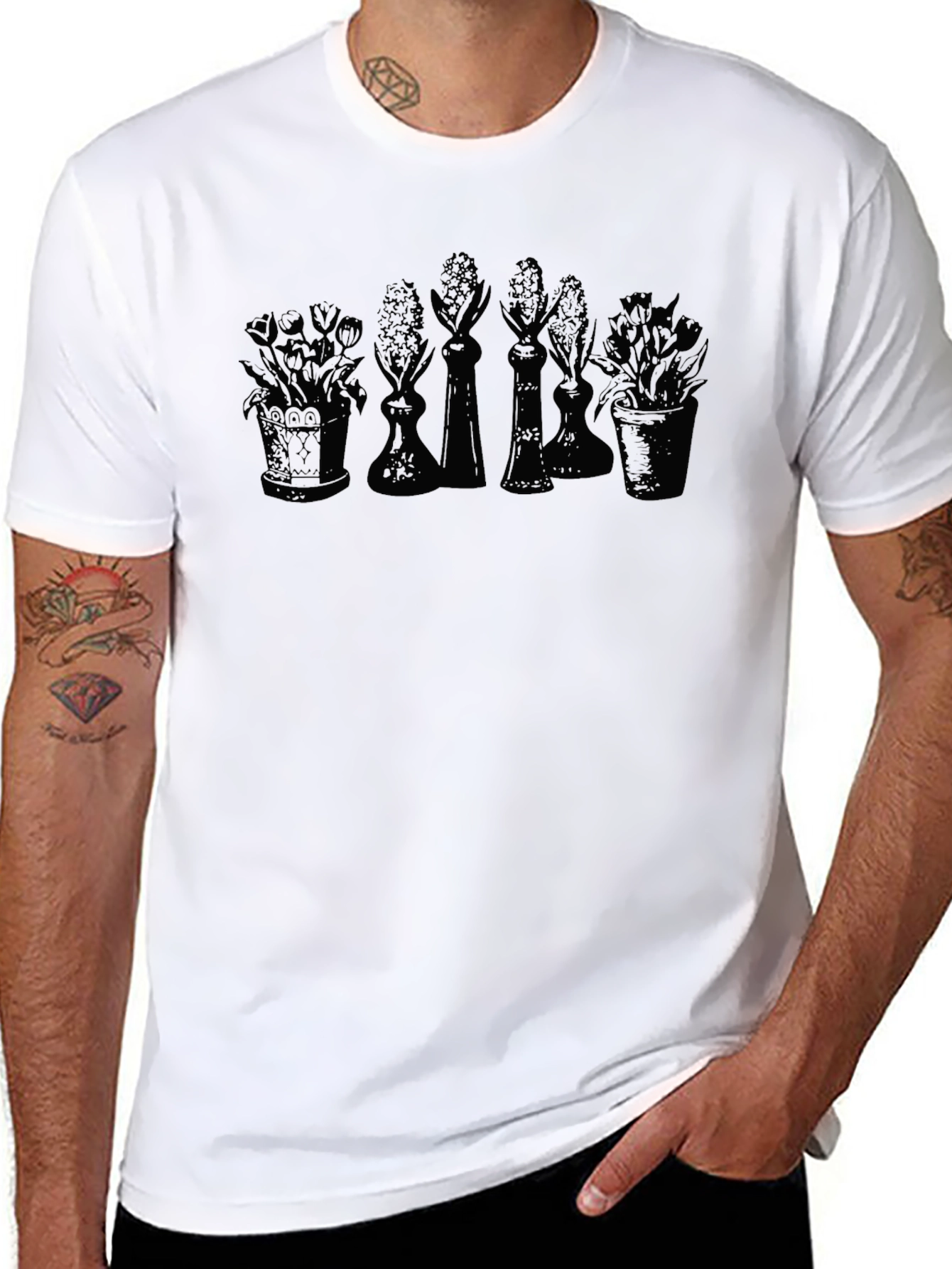Black Floral Patterned T-Shirt