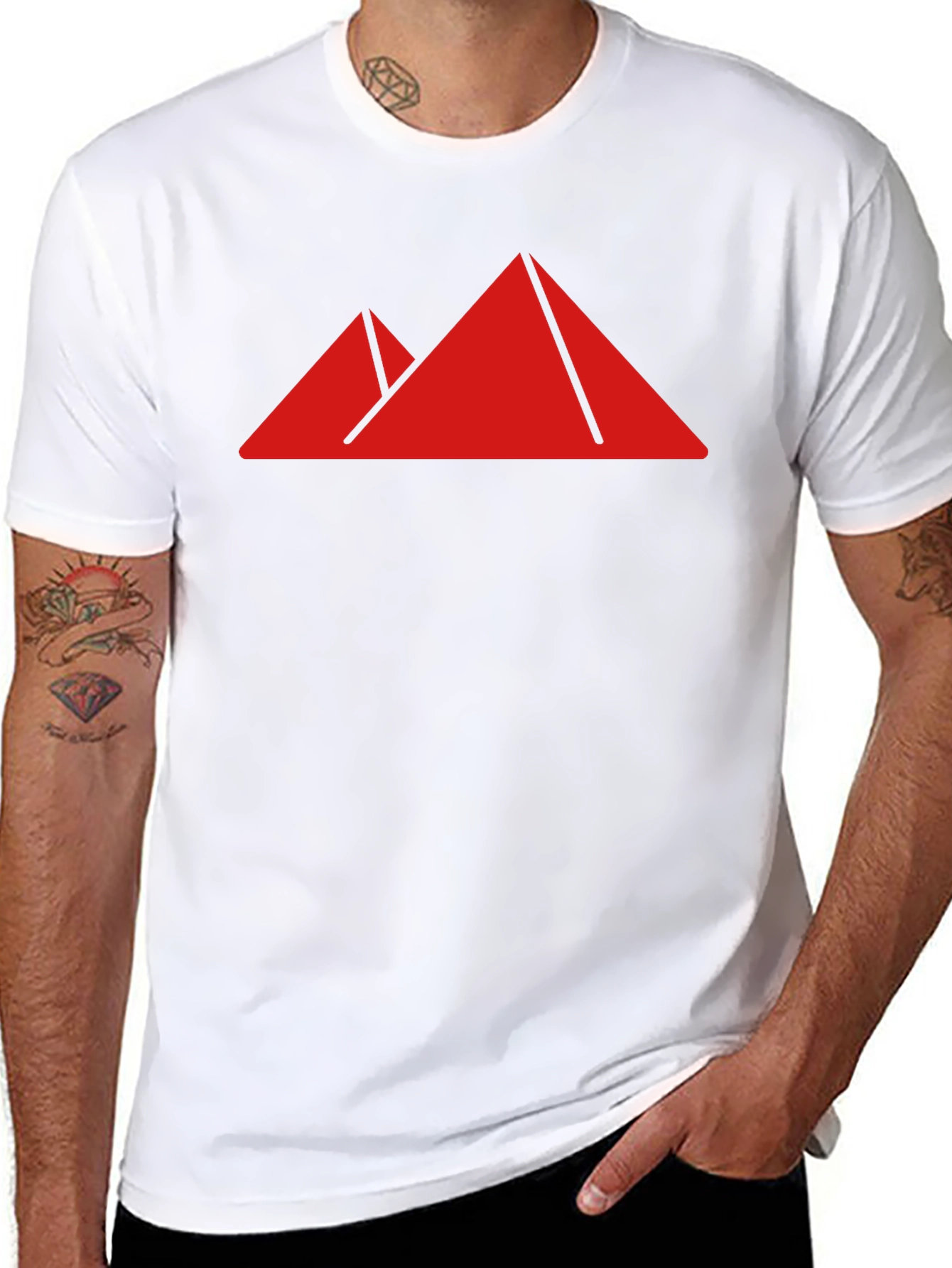 Geometric Pyramid Graphic Tee - Modern Black Shirt
