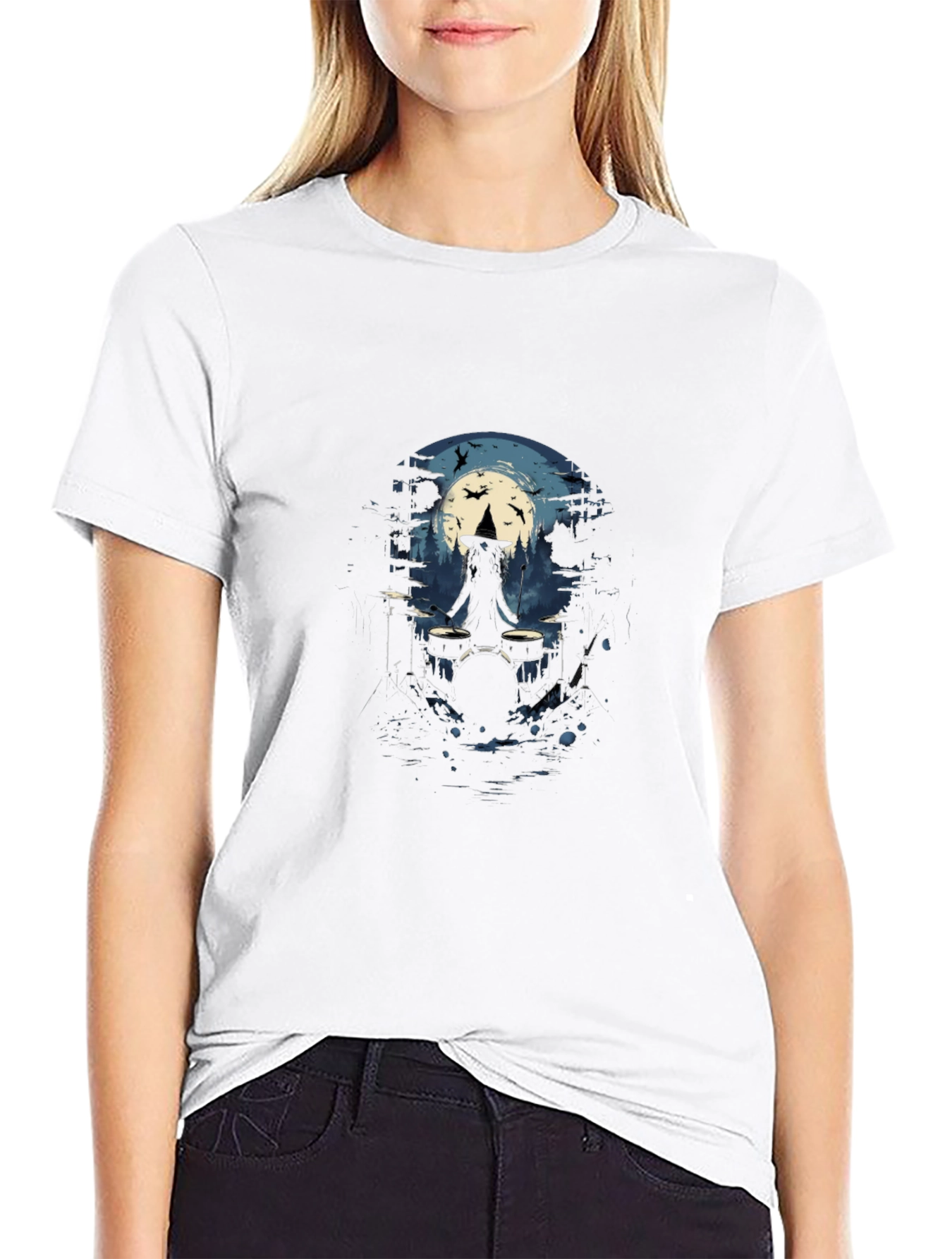 Witch Drummer Tee - Halloween Music Shirt