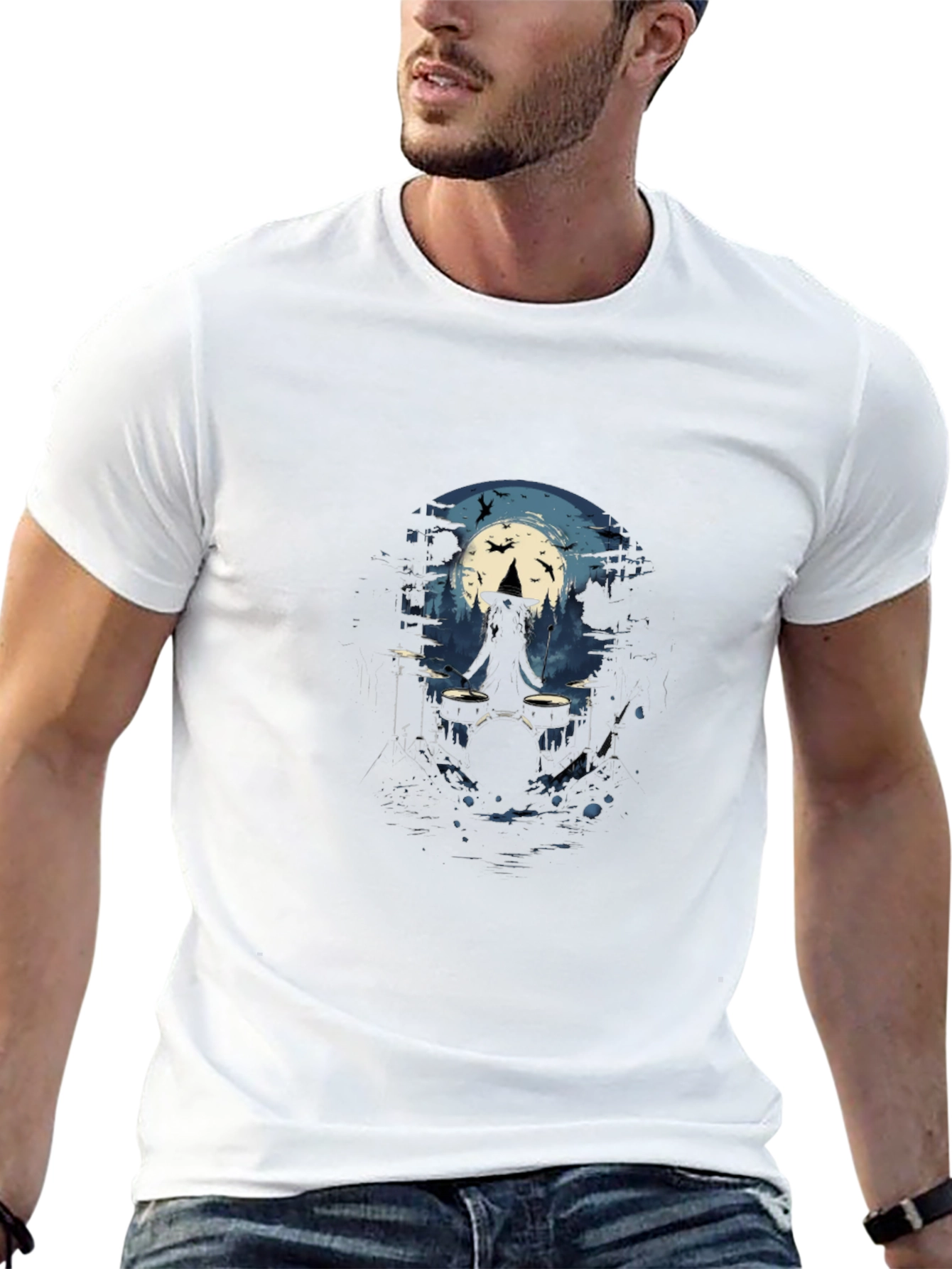 Witch Drummer Tee - Halloween Music Shirt