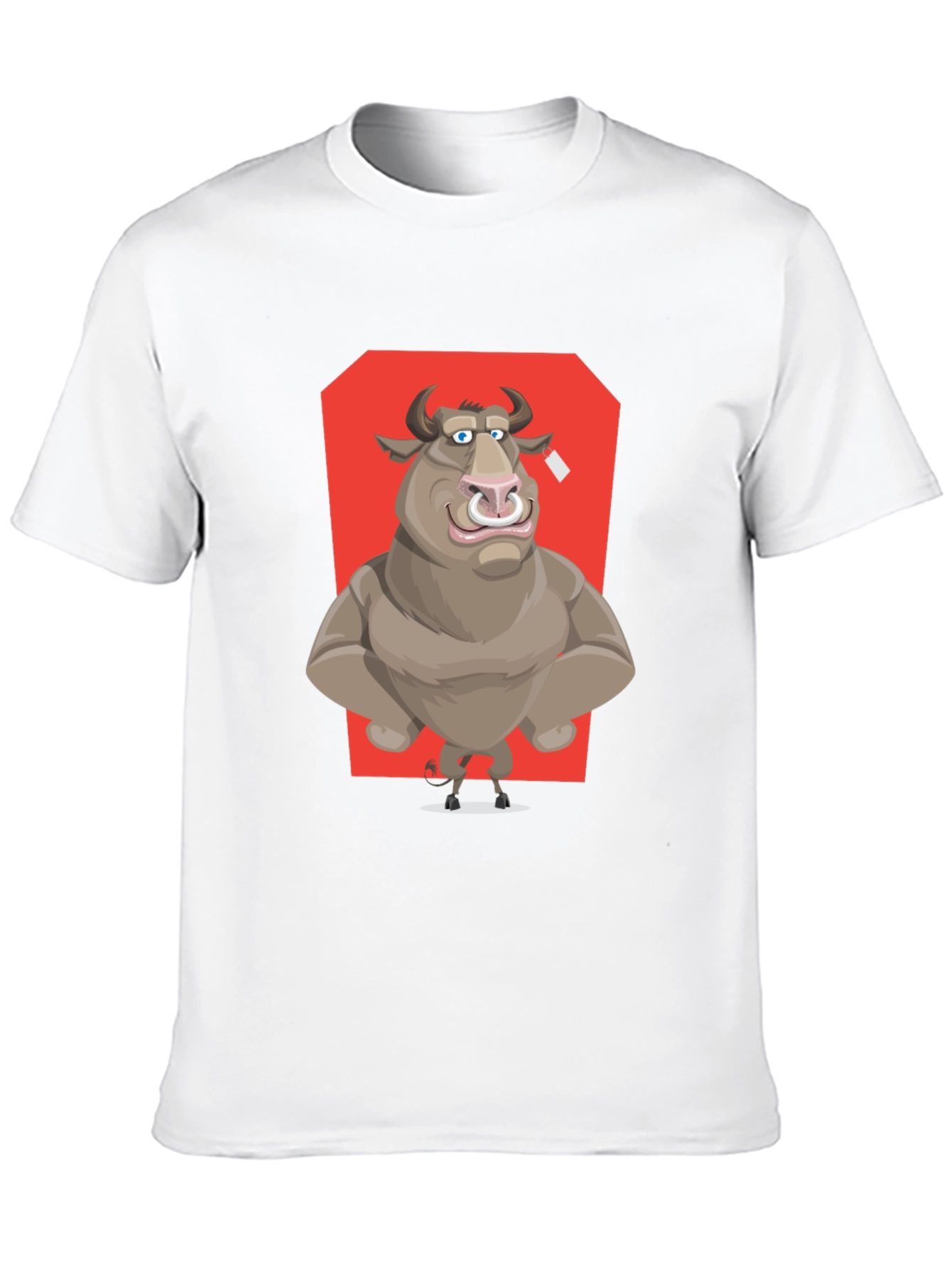 Bull Cartoon Graphic T-Shirt - Black Crew Neck Tee