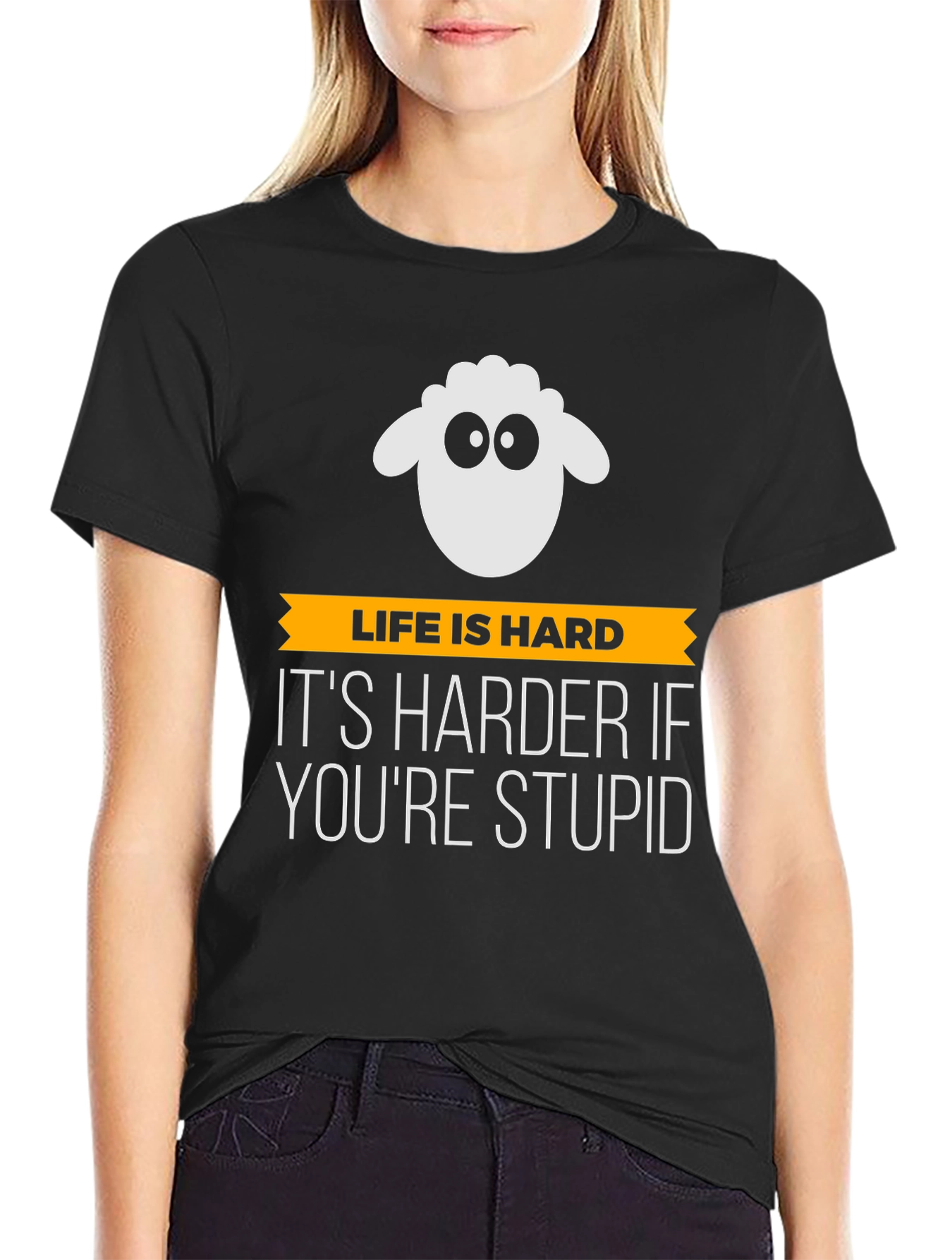 Life Is Hard Stupid Sheep Graphic Tee