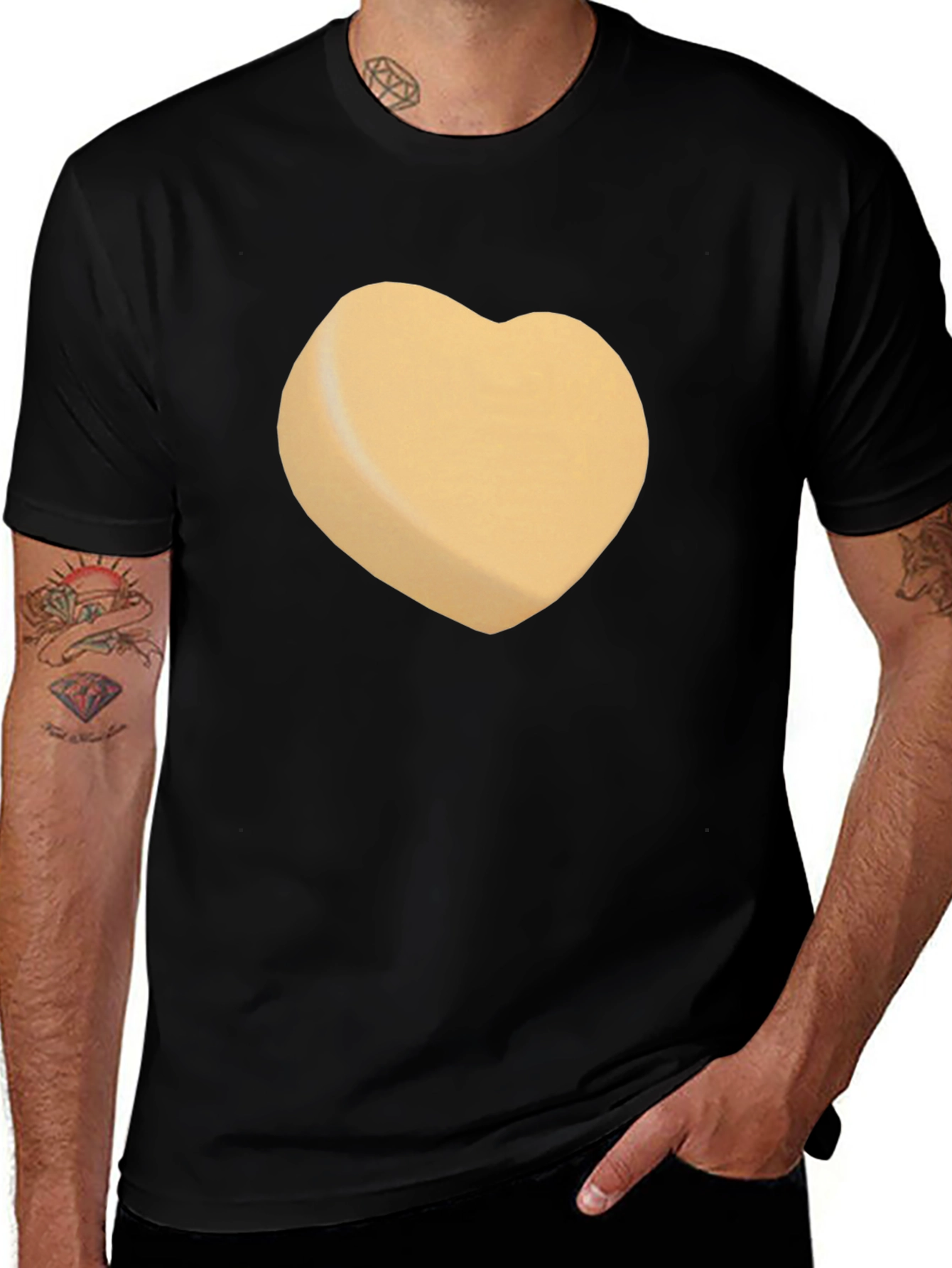 Heart-Shaped Candy Design Black T-Shirt