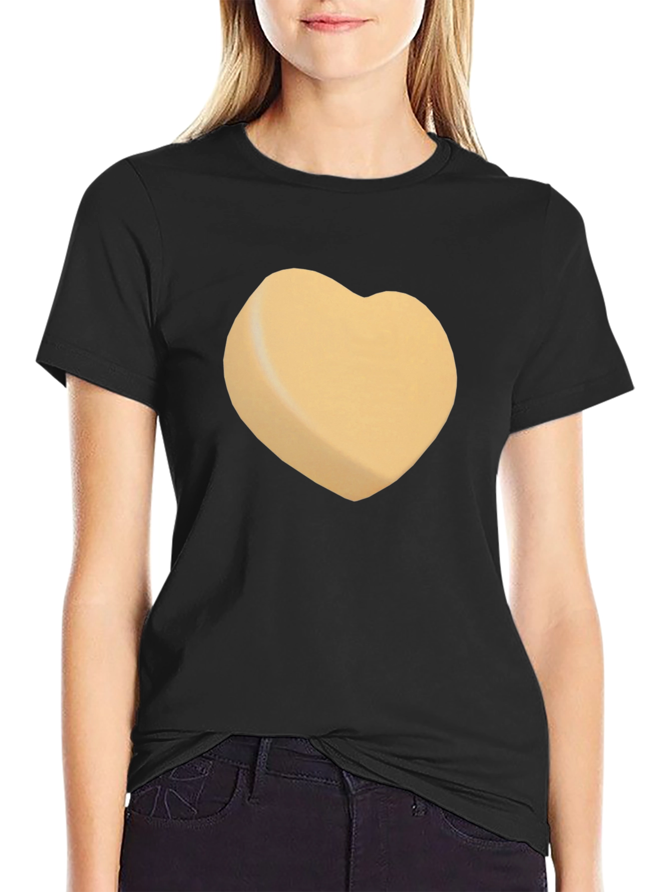 Heart-Shaped Candy Design Black T-Shirt