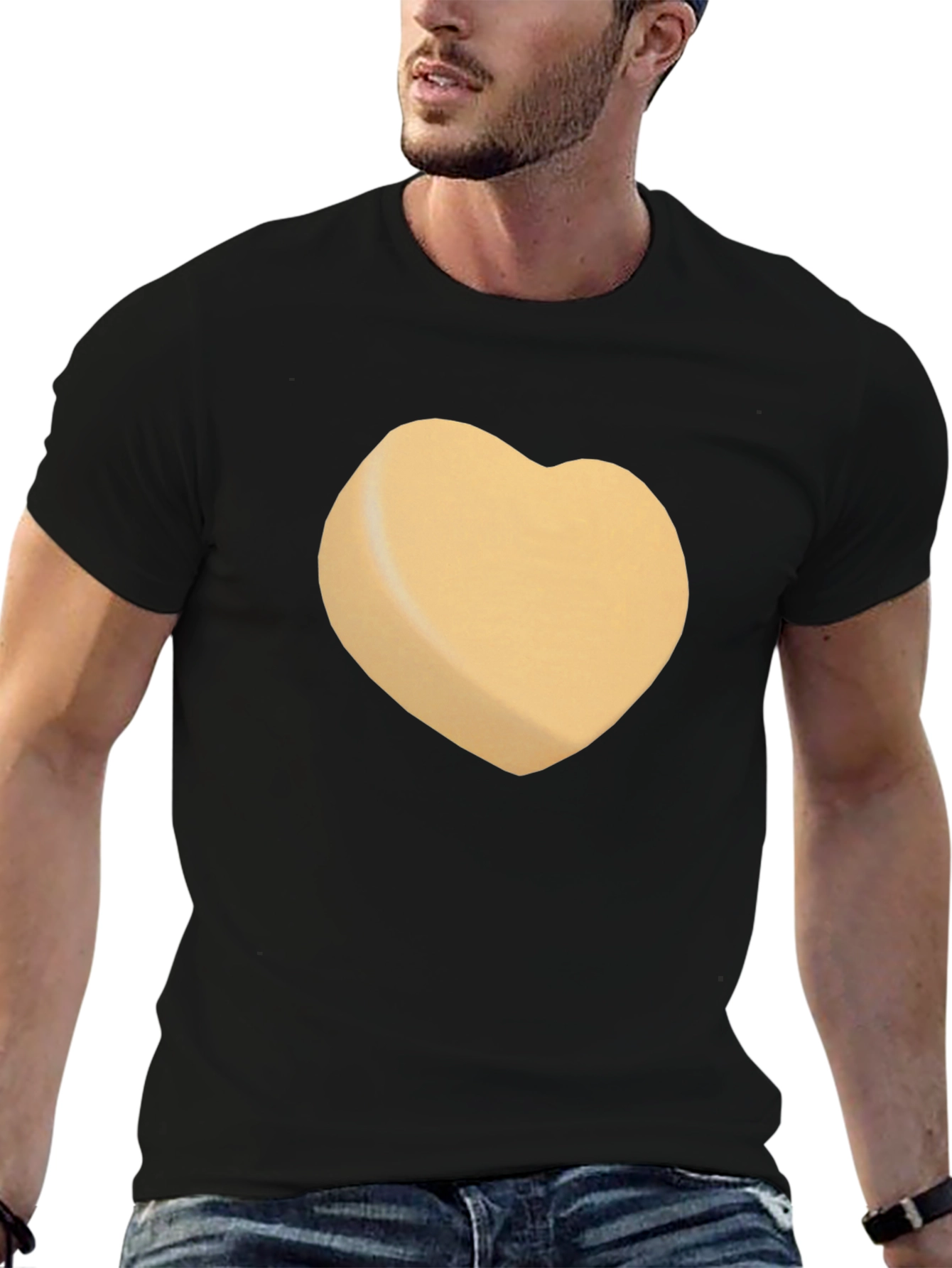 Heart-Shaped Candy Design Black T-Shirt